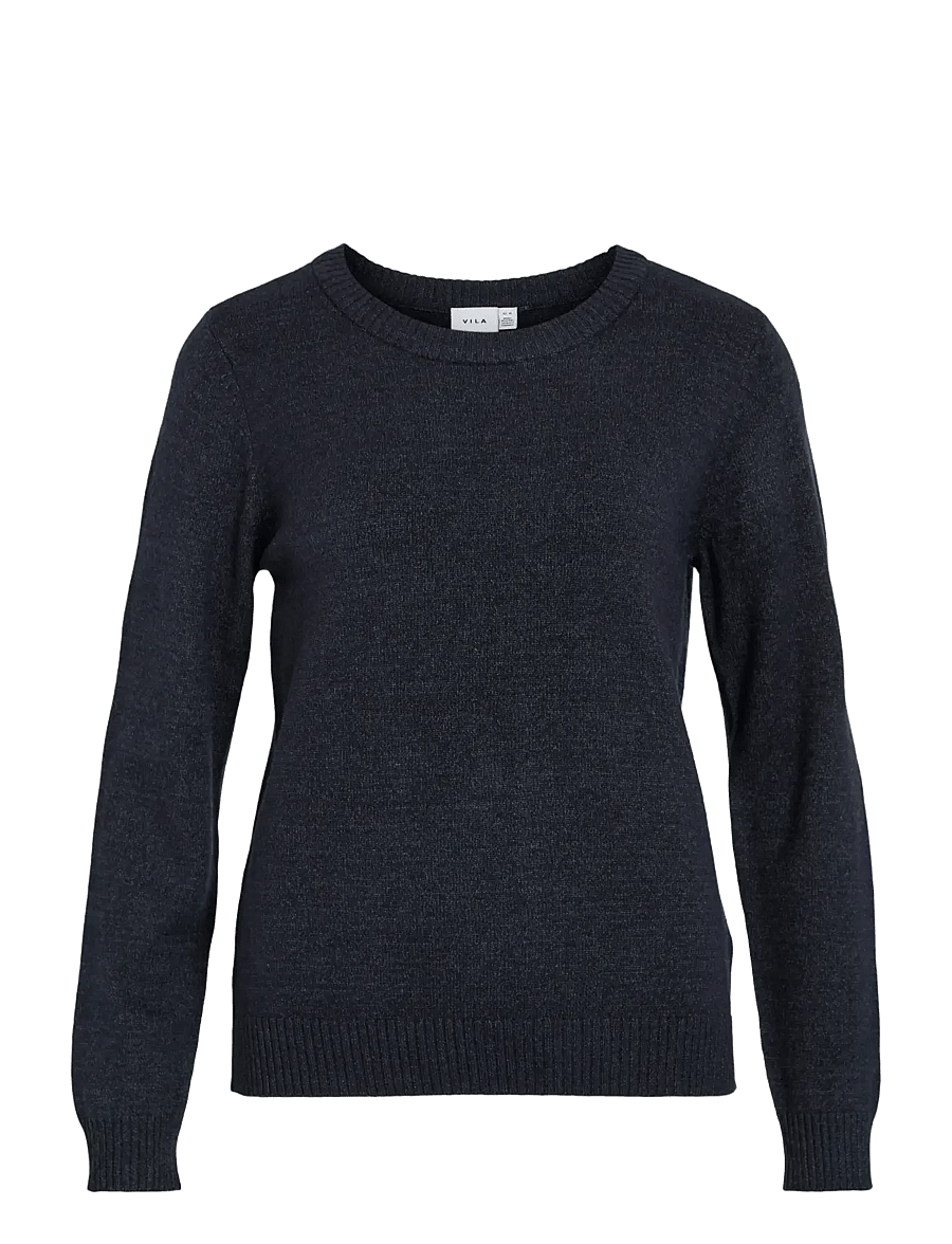 Vila - VIRIL O-NECK L/S KNIT TOP - NOOS - stickade tröjor - total eclipse - 1