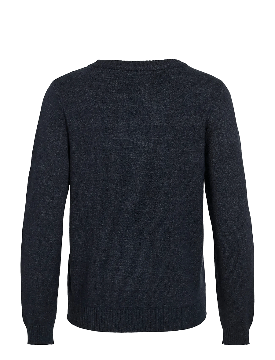 Vila - VIRIL O-NECK L/S KNIT TOP - NOOS - stickade tröjor - total eclipse - 2
