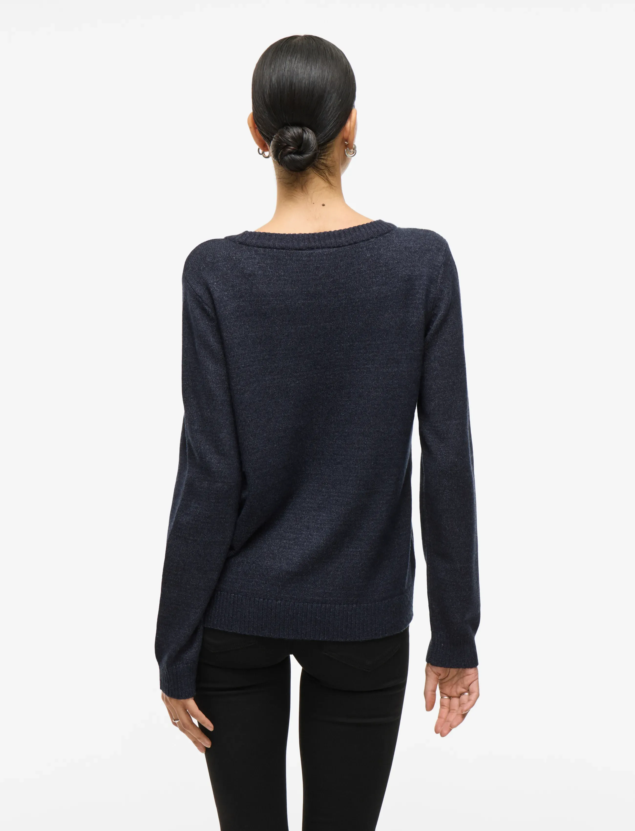 Vila - VIRIL O-NECK L/S  KNIT TOP - NOOS - stickade tröjor - total eclipse - 3