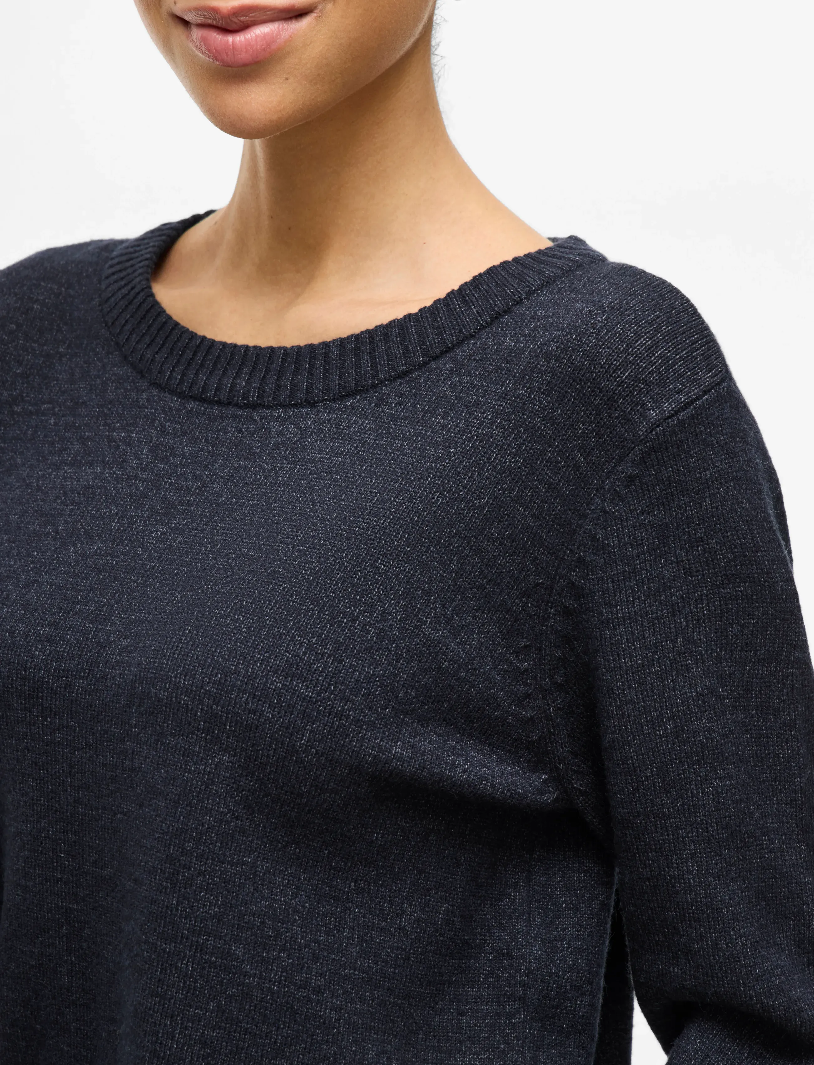Vila - VIRIL O-NECK L/S  KNIT TOP - NOOS - stickade tröjor - total eclipse - 5