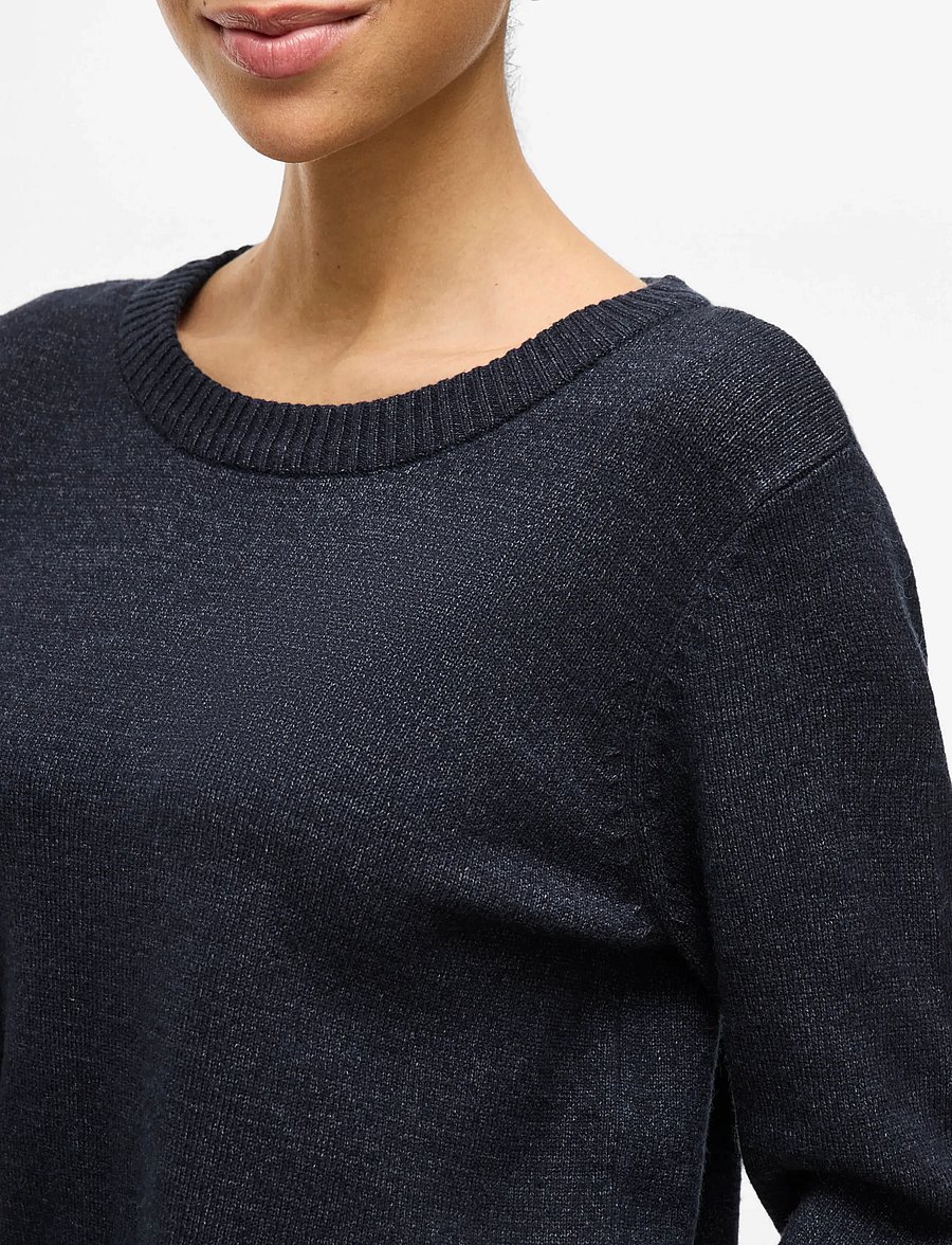Vila - VIRIL O-NECK L/S KNIT TOP - NOOS - stickade tröjor - total eclipse - 5