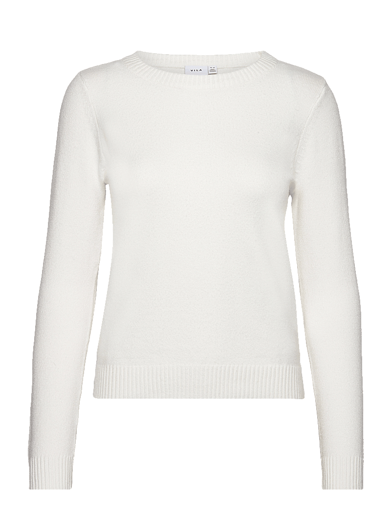 Vila - VIRIL O-NECK L/S KNIT TOP - NOOS - stickade tröjor - white alyssum - 1