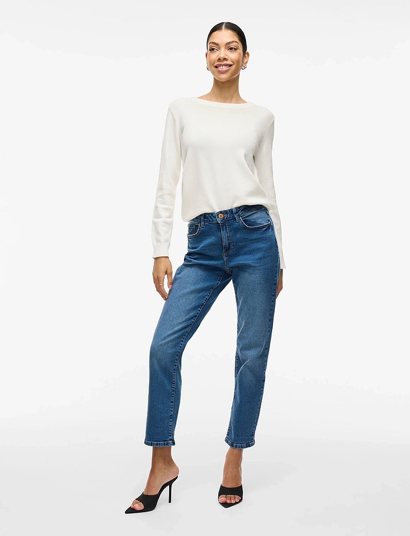 Vila - VIRIL O-NECK L/S KNIT TOP - NOOS - stickade tröjor - white alyssum - 0