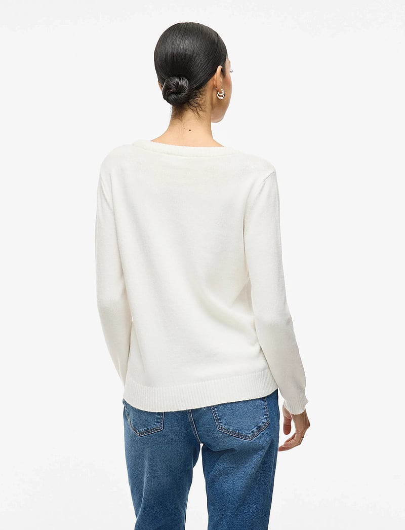 Vila - VIRIL O-NECK L/S KNIT TOP - NOOS - stickade tröjor - white alyssum - 3