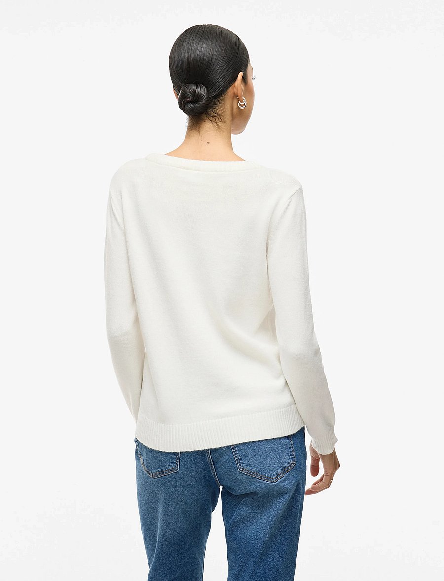 Vila - VIRIL O-NECK L/S KNIT TOP - NOOS - gebreide truien - white alyssum - 3