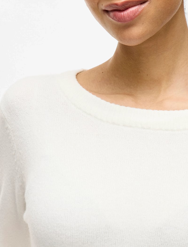 Vila - VIRIL O-NECK L/S KNIT TOP - NOOS - stickade tröjor - white alyssum - 4