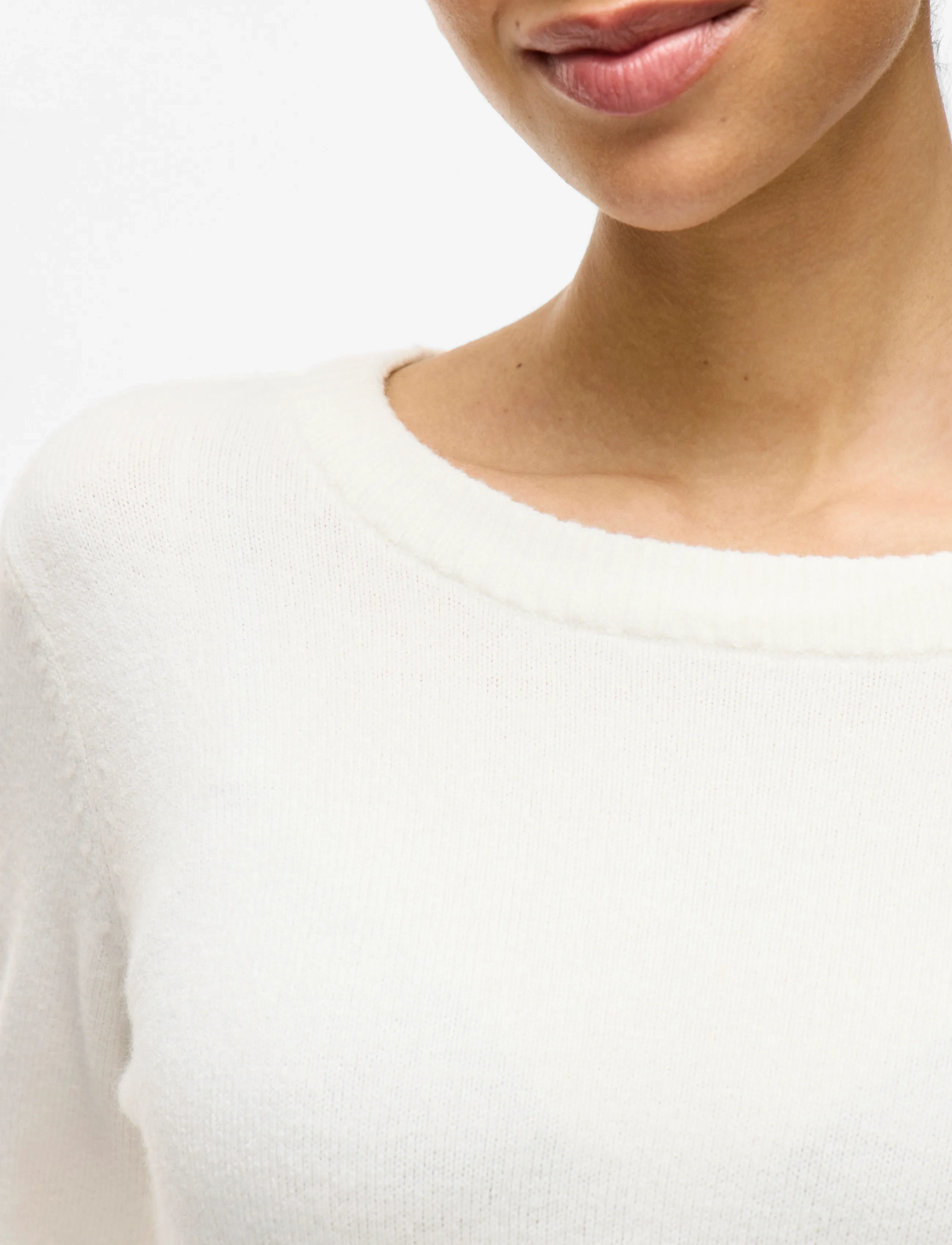 Vila - VIRIL O-NECK L/S  KNIT TOP - NOOS - striktrøjer - white alyssum - 4