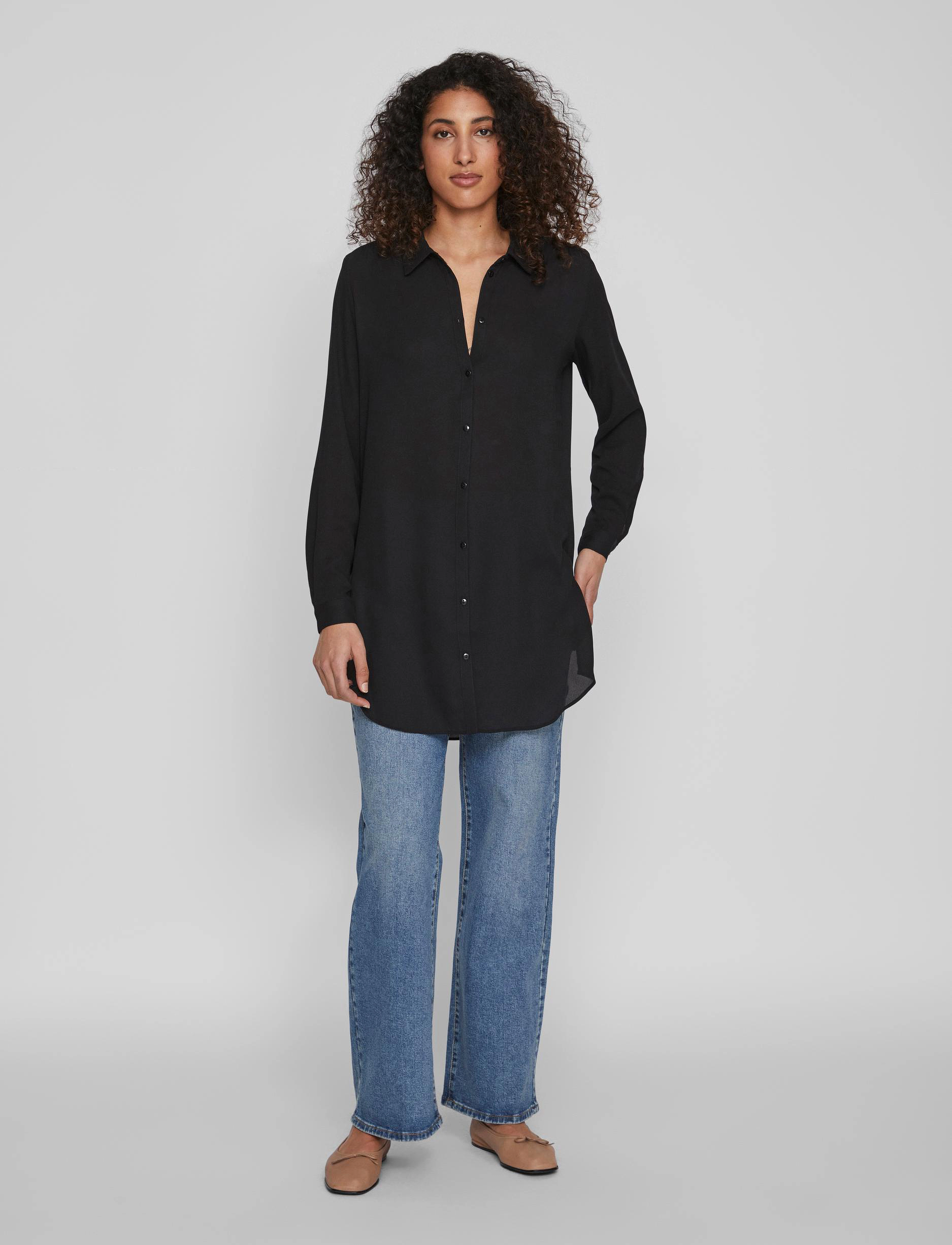 Vila - VILUCY BUTTON  L/S TUNIC - NOOS - black - 5