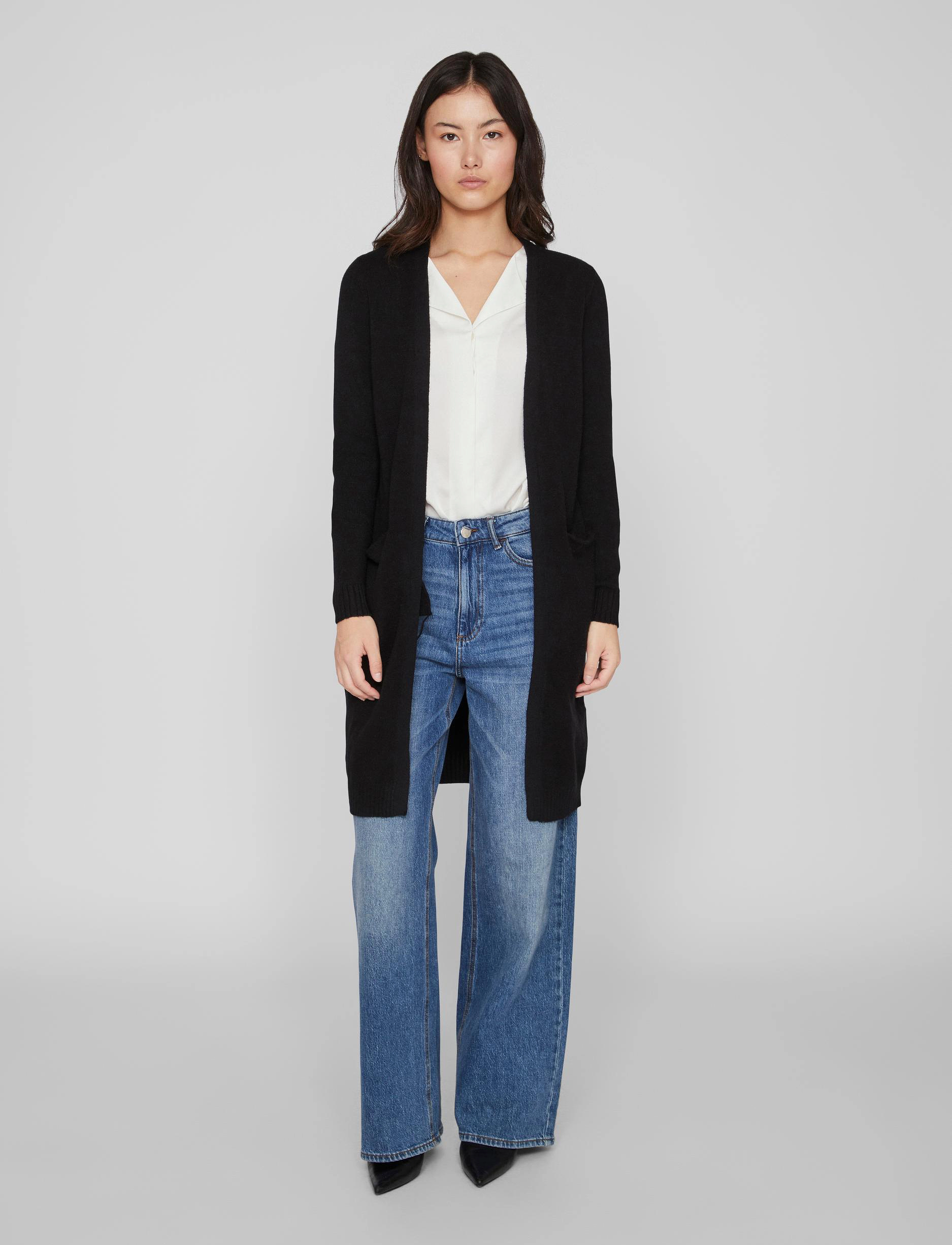 Vila - VIRIL L/S LONG KNIT CARDIGAN/PTT - NOOS - black - 2