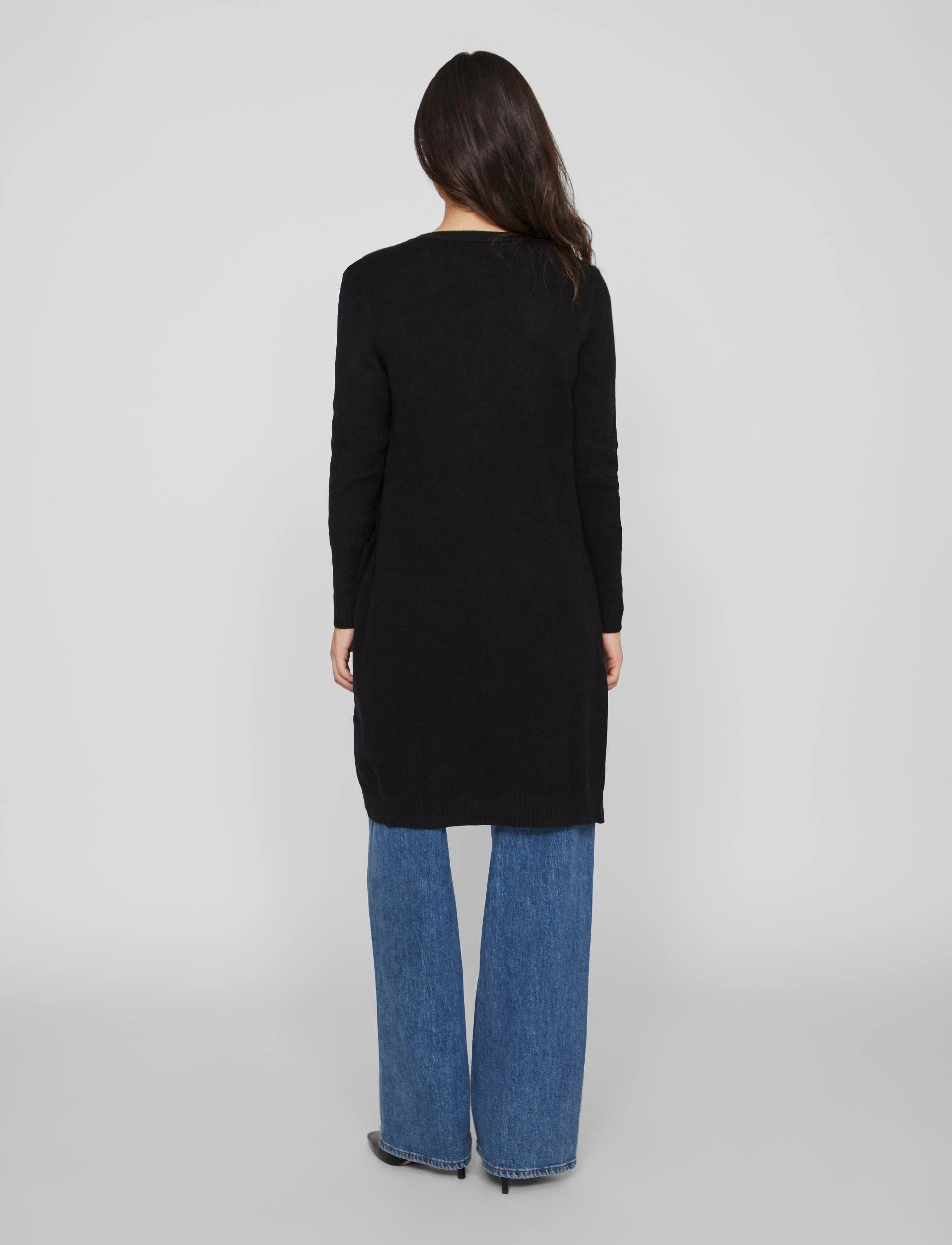 Vila - VIRIL L/S LONG KNIT CARDIGAN/PTT - NOOS - black - 3