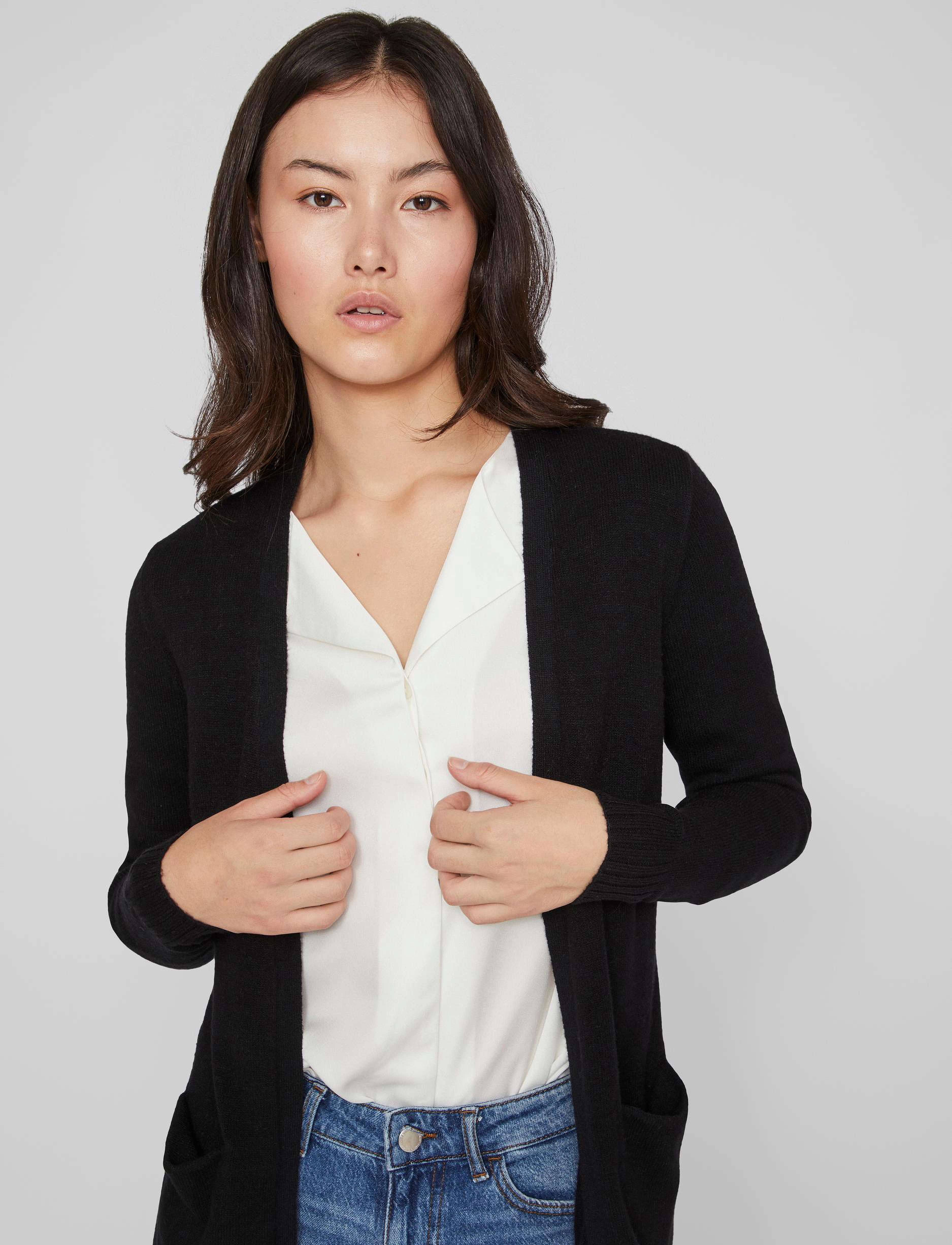 Vila - VIRIL L/S LONG KNIT CARDIGAN/PTT - NOOS - black - 5