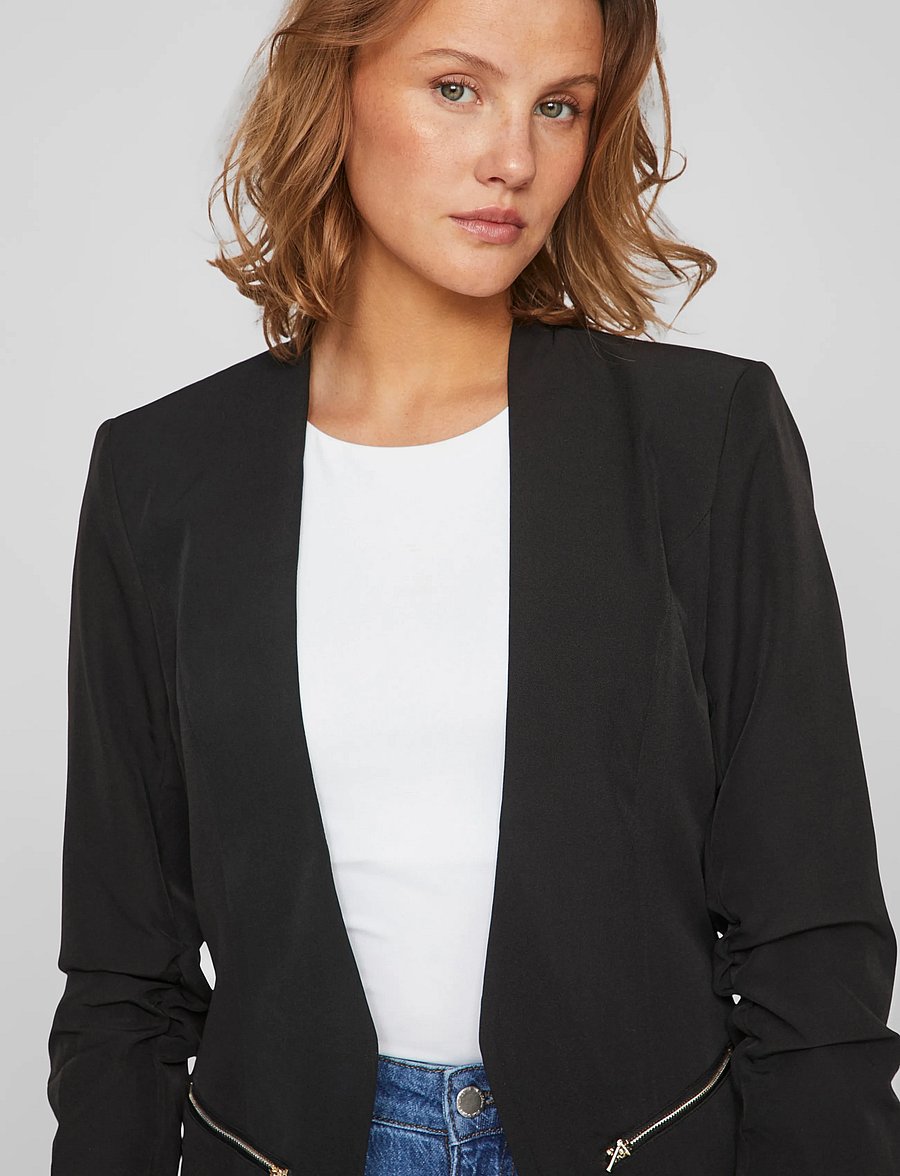 Vila - VIJOY 3/4 BLAZER - NOOS - enkeltradede blazere - black - 4