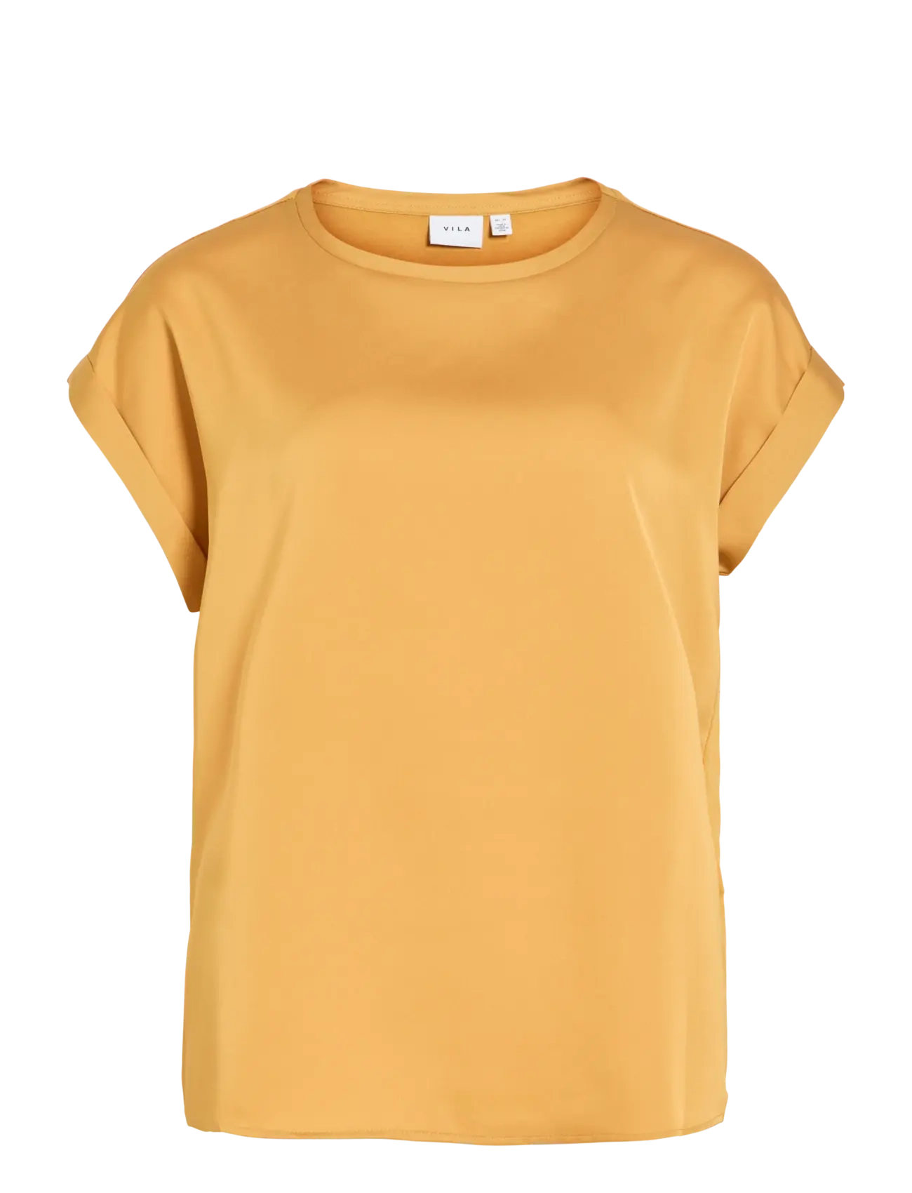 Vila VIELLETTE S/S SATIN TOP - NOOS - Kortærmede bluser - AMBER GOLD / yellow