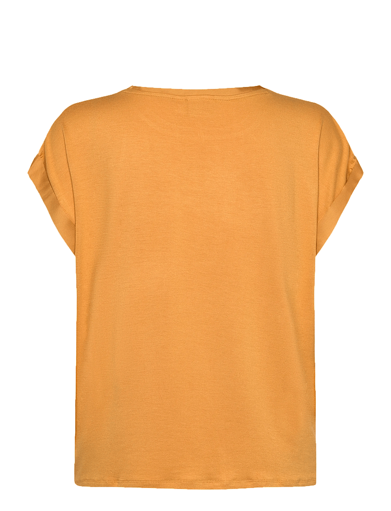 Vila - VIELLETTE S/S SATIN TOP - NOOS - kortärmade blusar - amber gold - 1