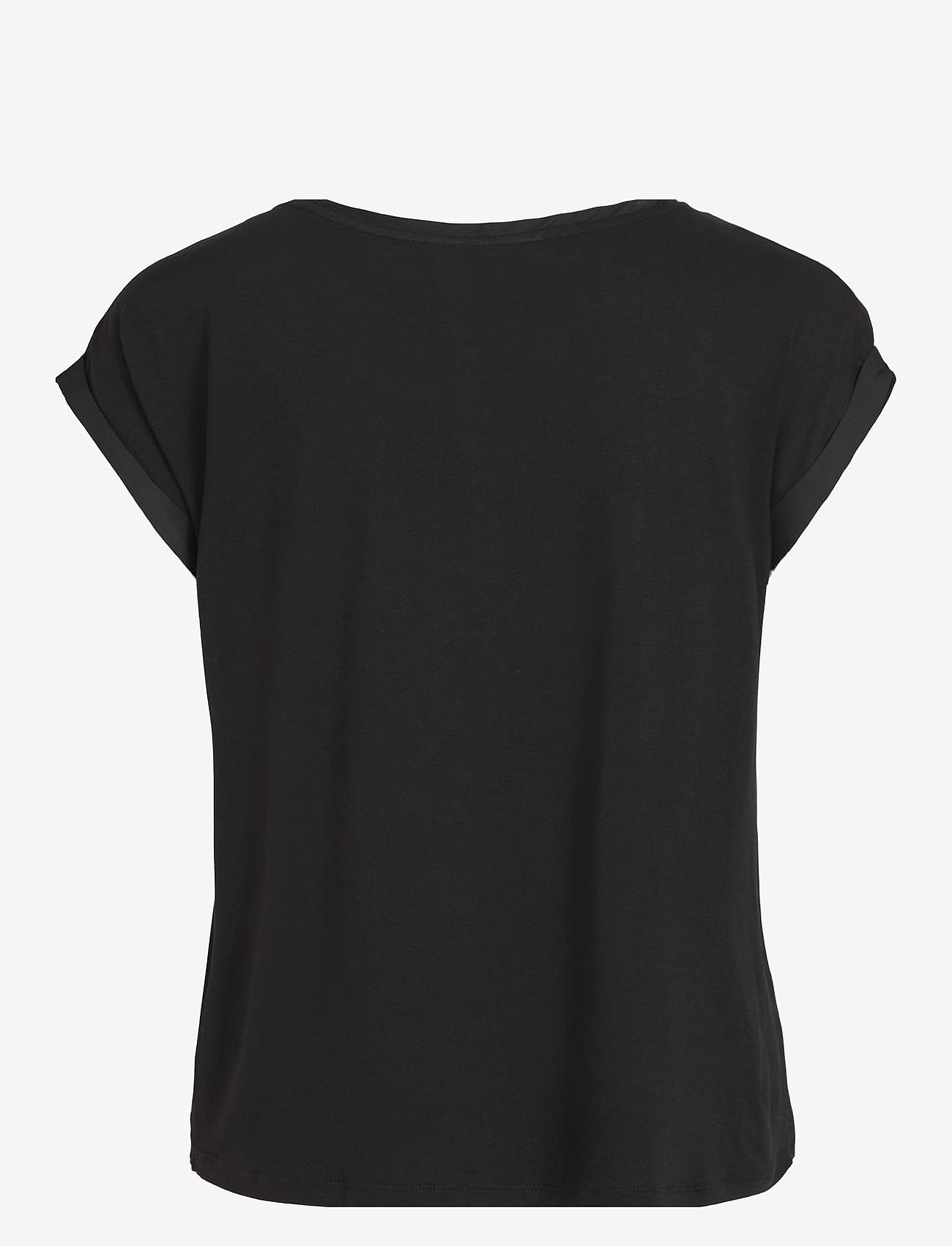 Vila - VIELLETTE S/S SATIN TOP - NOOS - lühikeste varrukatega pluusid - black - 2