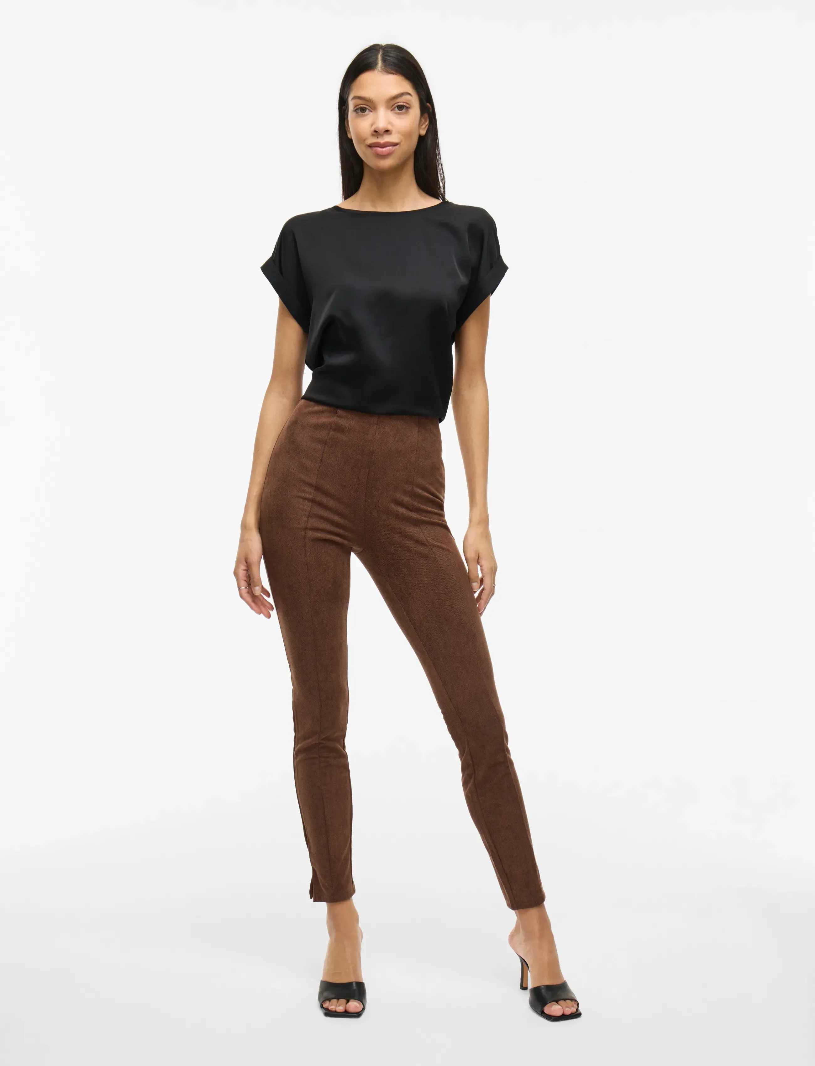 Vila - VIELLETTE S/S SATIN TOP - NOOS - kurzämlige blusen - black - 4