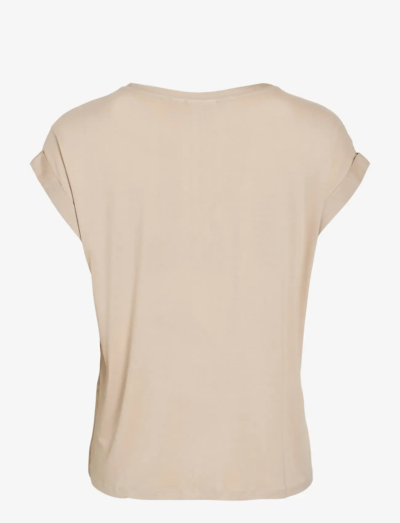 Vila - VIELLETTE S/S SATIN TOP - NOOS - bluzki z krótkim rękawem - cement - 2