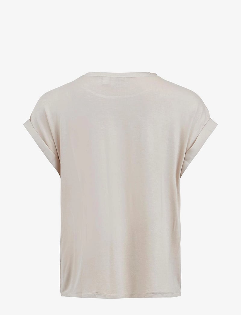 Vila - VIELLETTE S/S SATIN TOP - NOOS - kurzämlige blusen - cement - 2