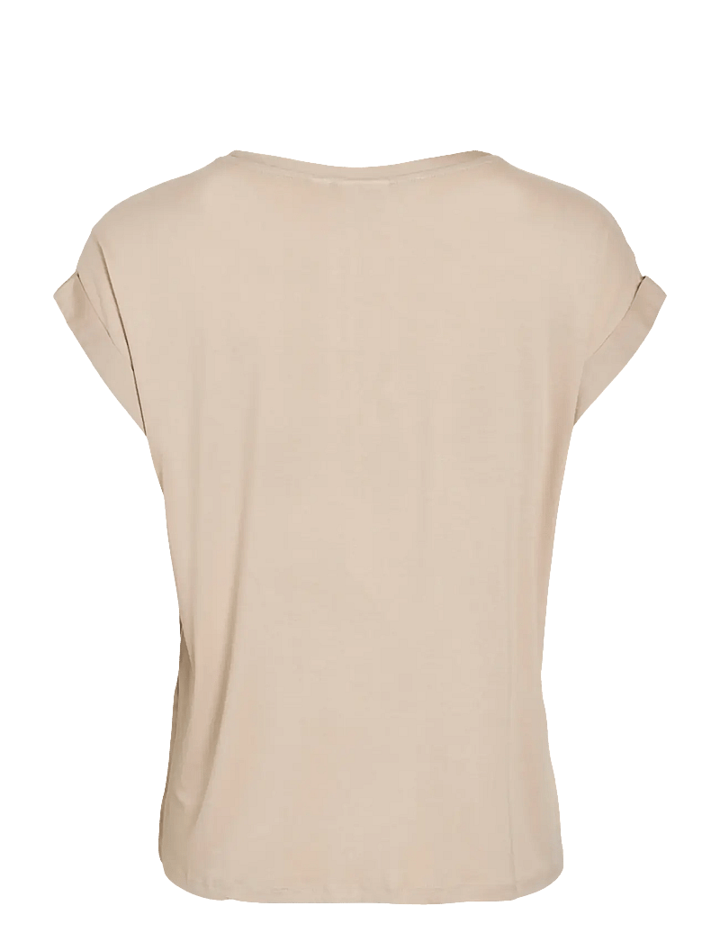 Vila - VIELLETTE S/S SATIN TOP - NOOS - bluzki z krótkim rękawem - cement - 2