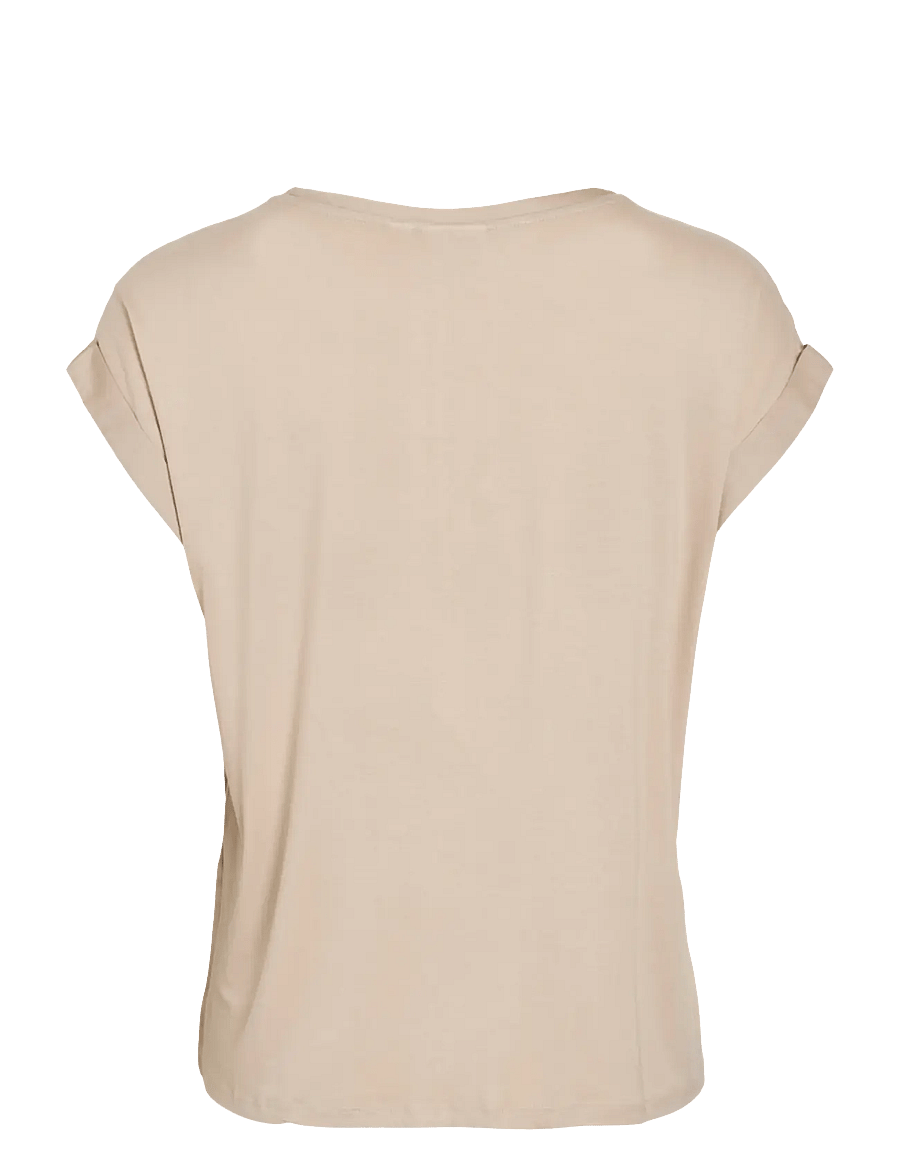 Vila - VIELLETTE S/S SATIN TOP - NOOS - kortärmade blusar - cement - 2