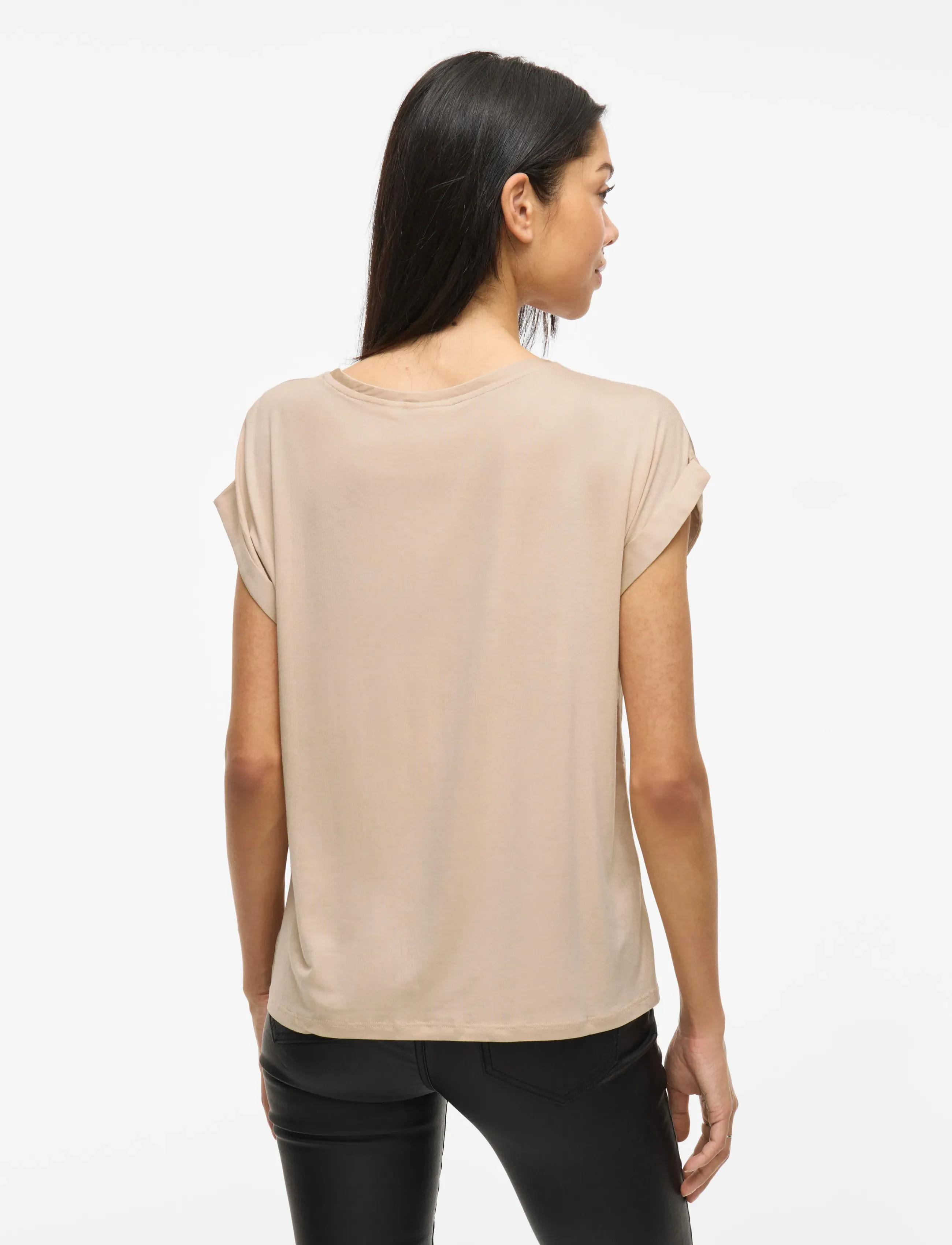 Vila - VIELLETTE S/S SATIN TOP - NOOS - lühikeste varrukatega pluusid - cement - 3