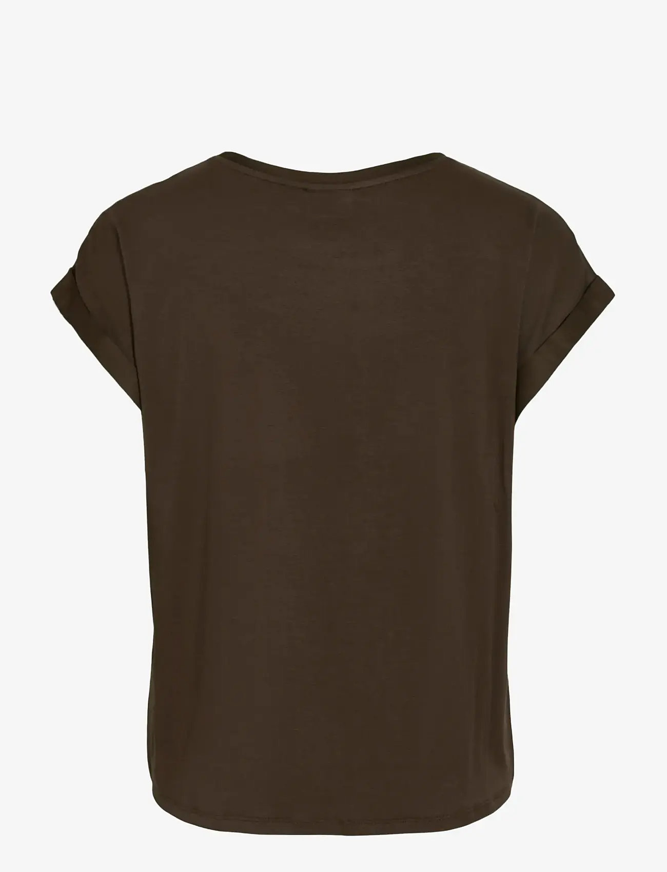 Vila - VIELLETTE S/S SATIN TOP - NOOS - kortärmade blusar - coffee bean - 2