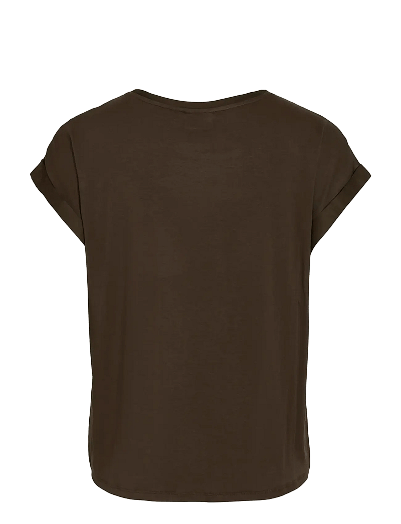 Vila - VIELLETTE S/S SATIN TOP - NOOS - kortärmade blusar - coffee bean - 2