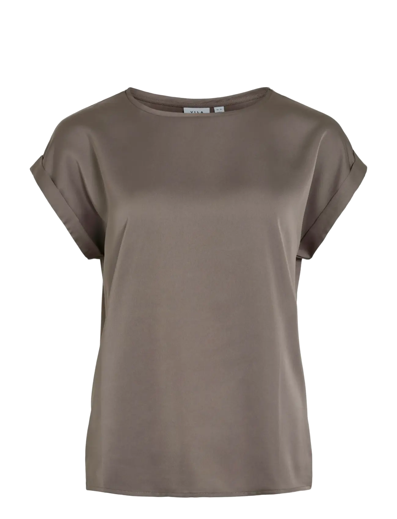 VILA Viellette S/S Satin Oberteil - Noos Braun - 44 - Damen