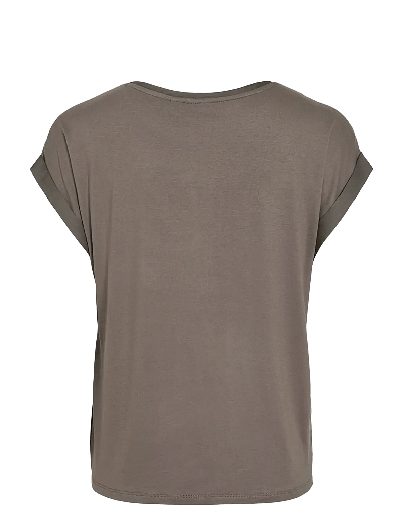 Vila - VIELLETTE S/S SATIN TOP - NOOS - kortærmede bluser - falcon - 2