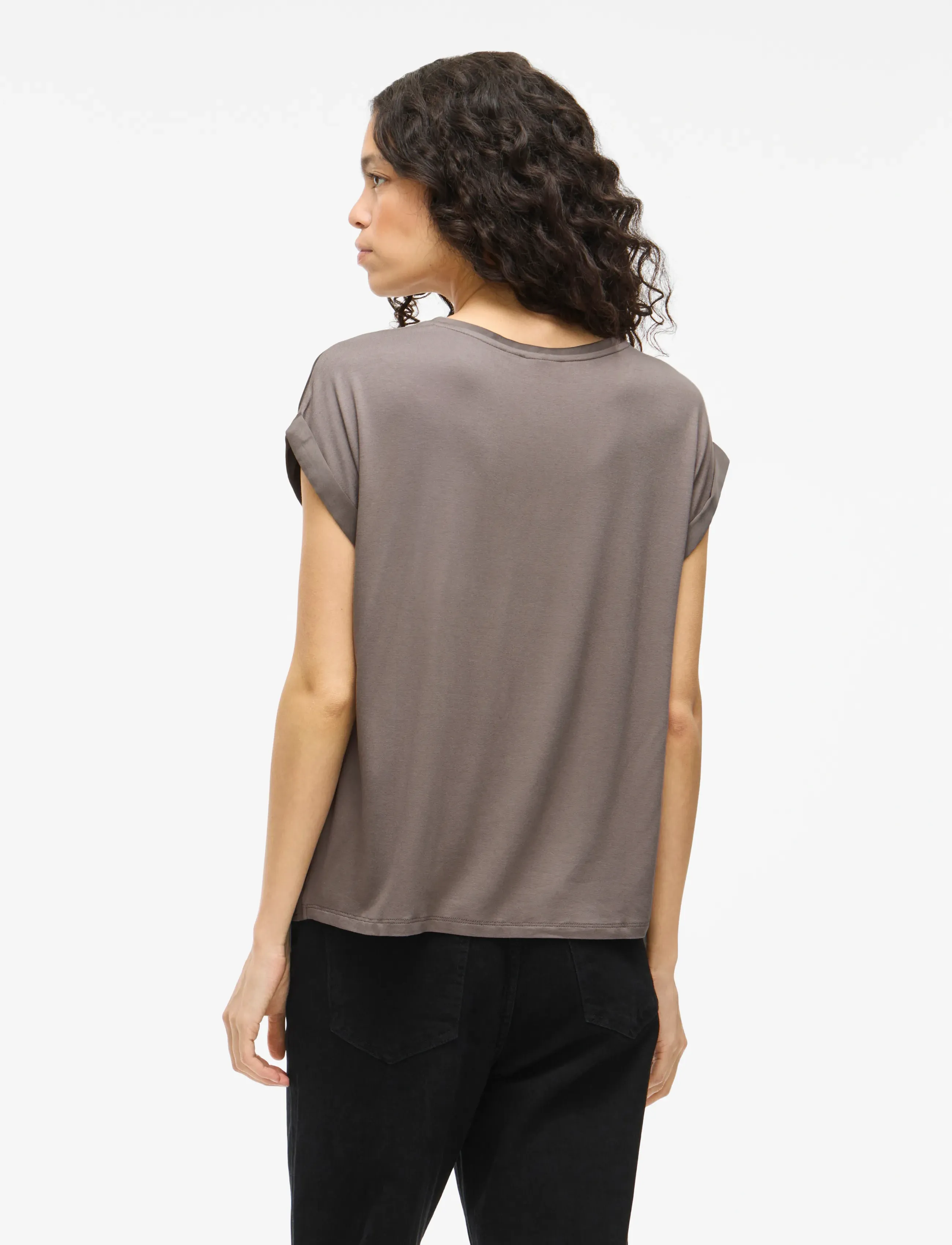 Vila - VIELLETTE S/S SATIN TOP - NOOS - kurzämlige blusen - falcon - 3