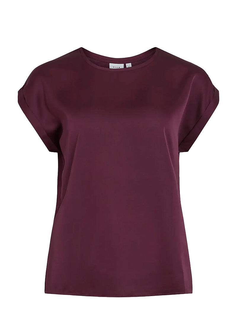 Vila - VIELLETTE S/S SATIN TOP/SU - NOOS - kortærmede bluser - fig - 1