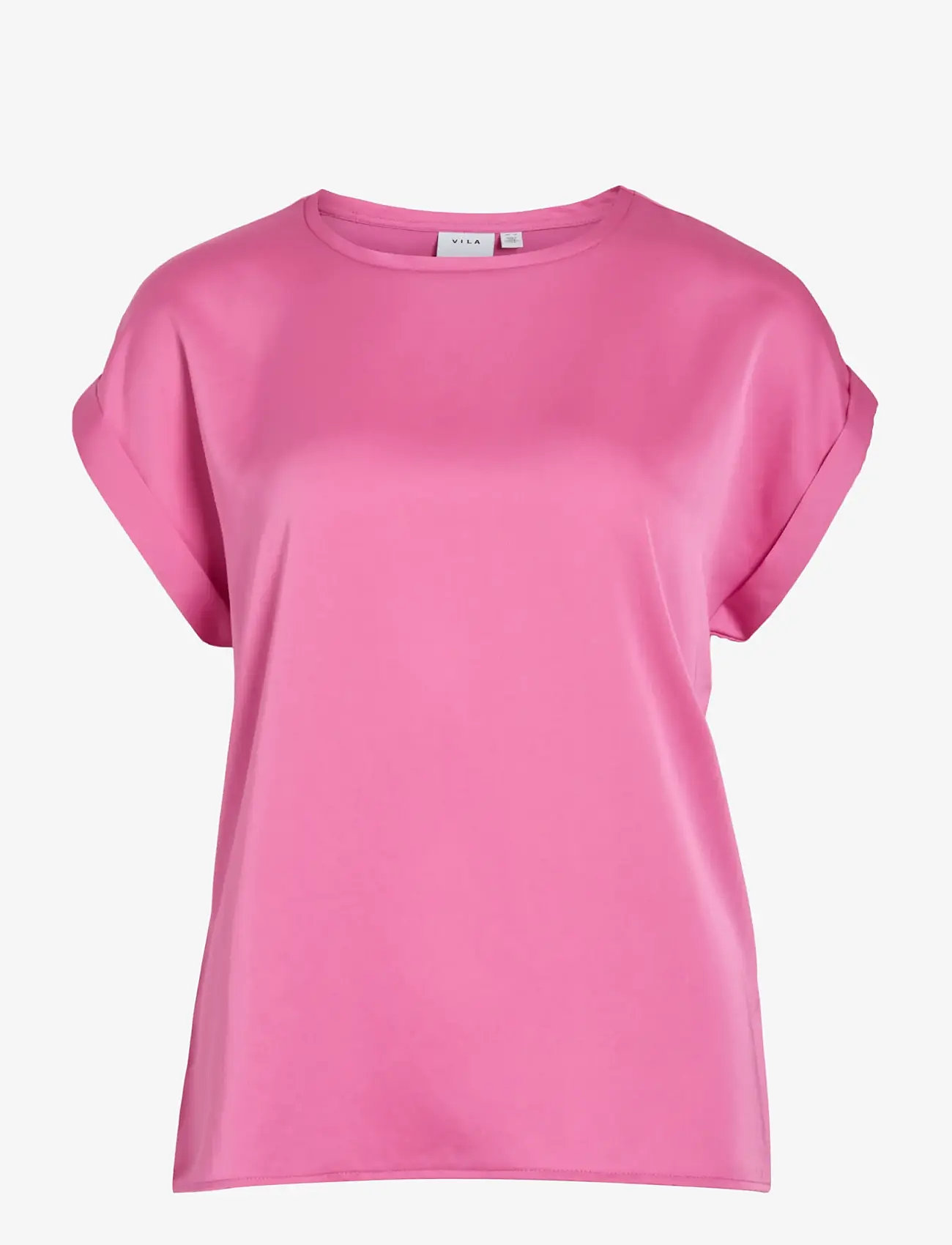 Vila - VIELLETTE S/S SATIN TOP - NOOS - kortærmede bluser - fiji flower - 1