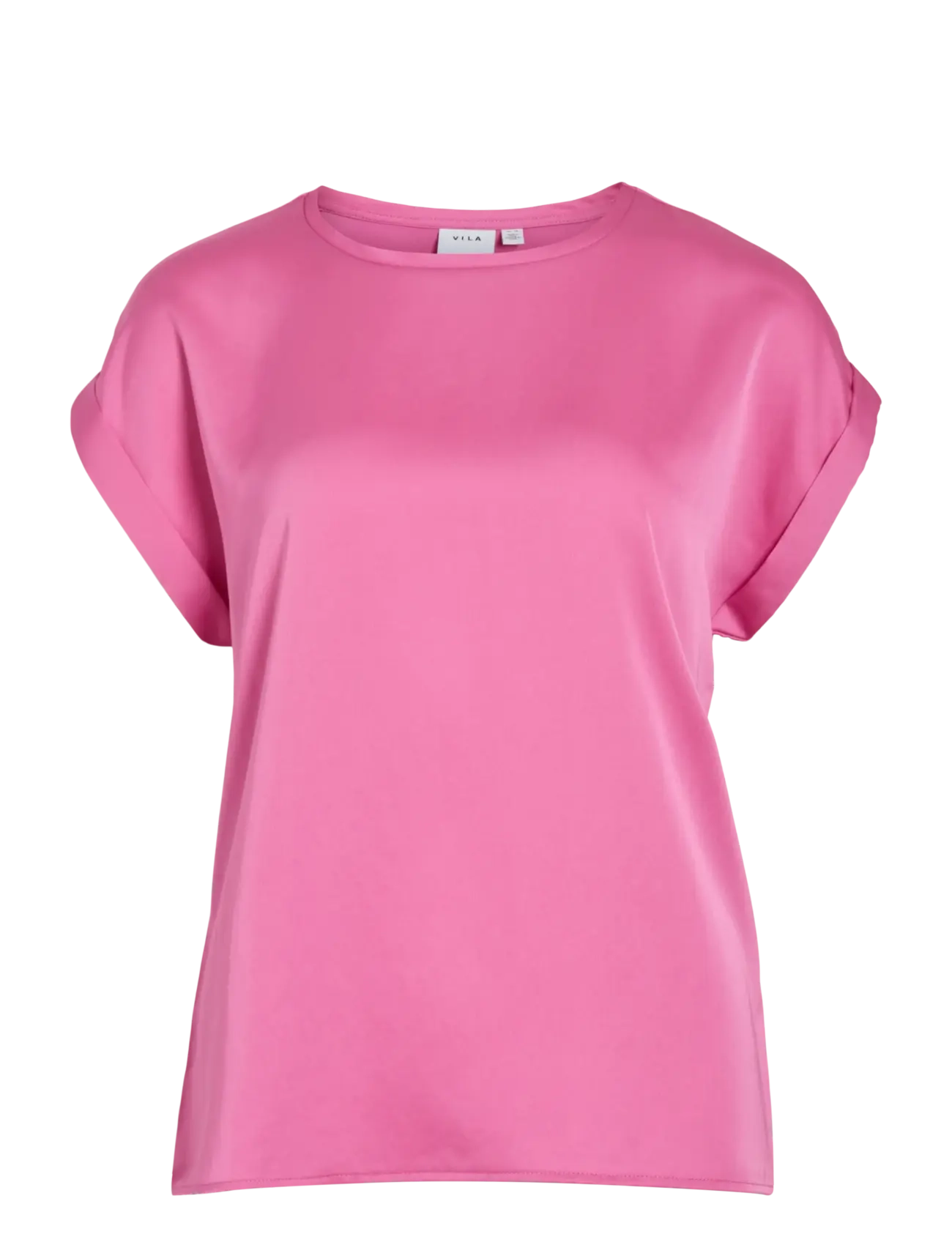 Vila VIELLETTE S/S SATIN TOP - NOOS - Vila - FIJI FLOWER / pink/rose