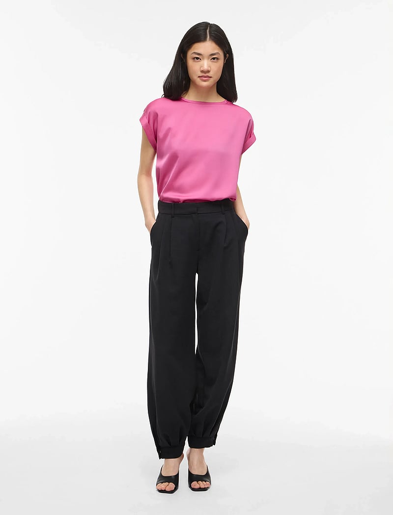 Vila - VIELLETTE S/S SATIN TOP - NOOS - kortærmede bluser - fiji flower - 4