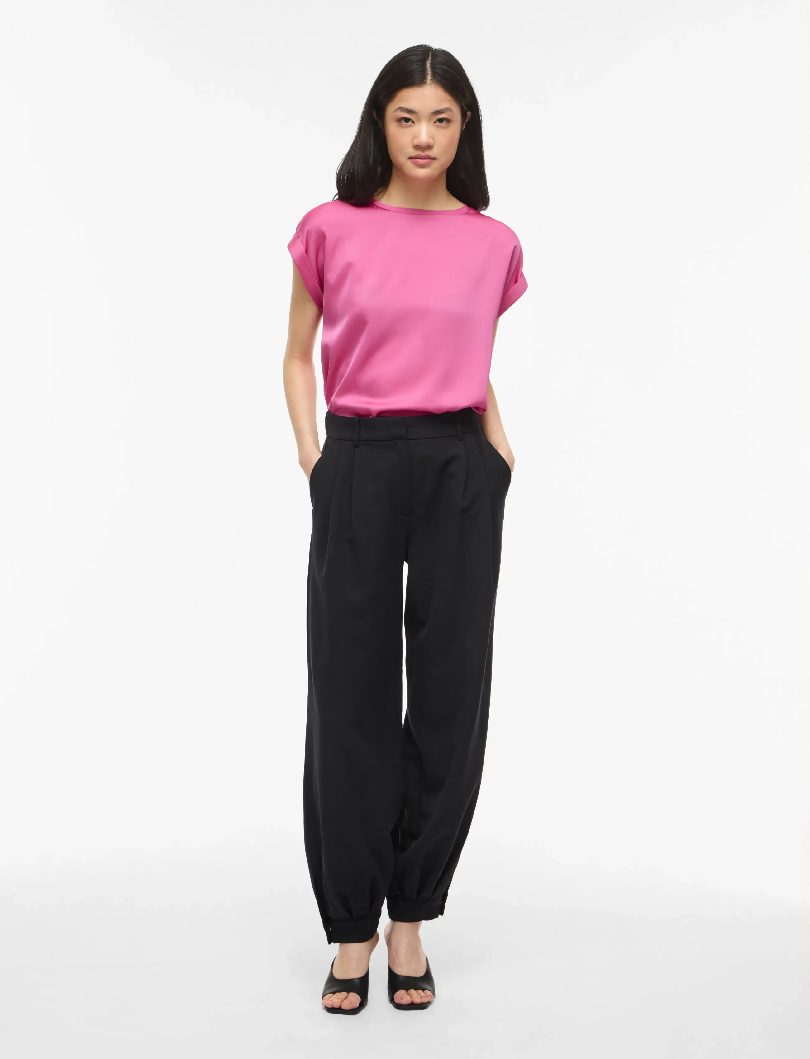 Vila - VIELLETTE S/S SATIN TOP - NOOS - kurzämlige blusen - fiji flower - 4