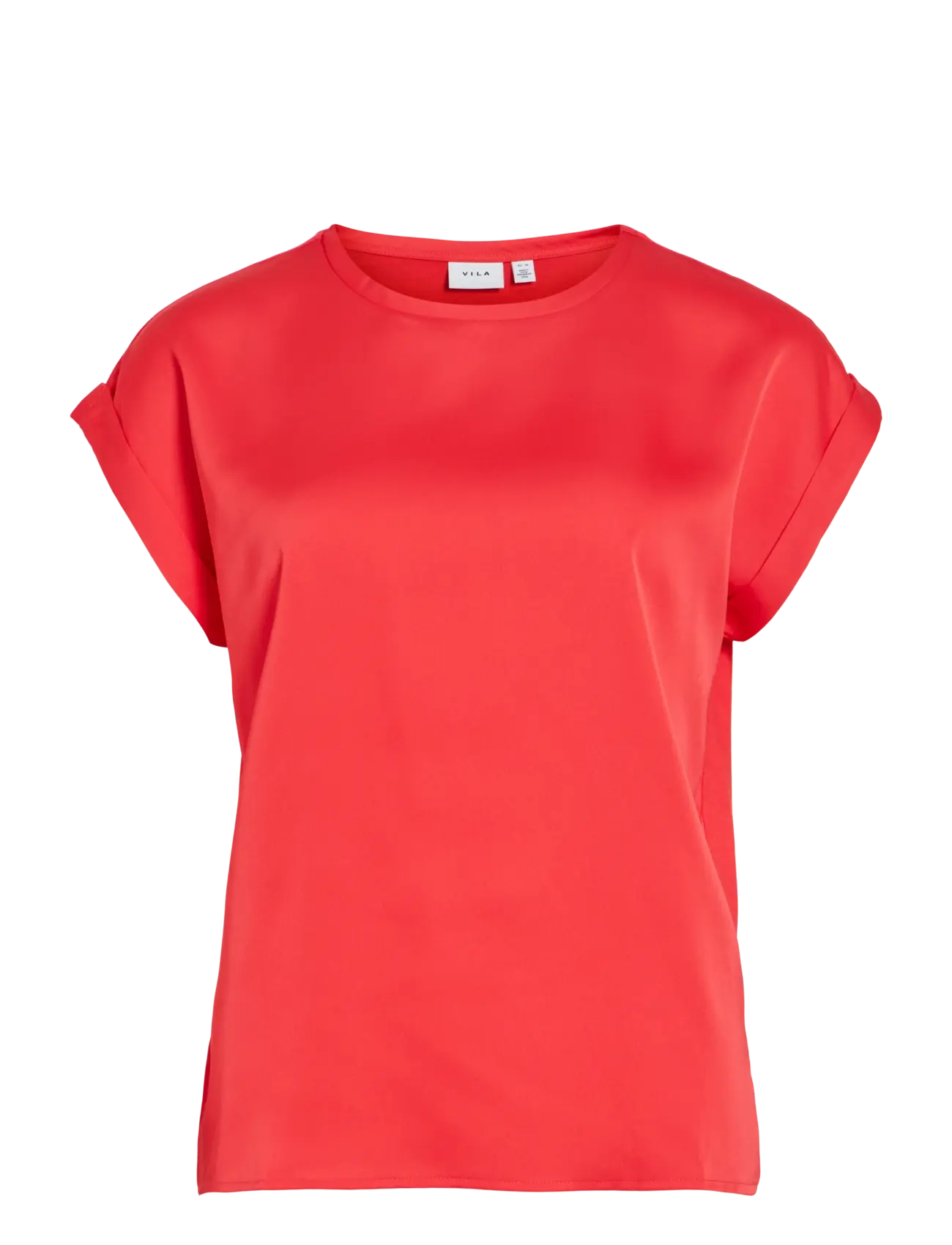 VILA Viellette S/S Satin Oberteil - Noos Rot - 38 - Damen