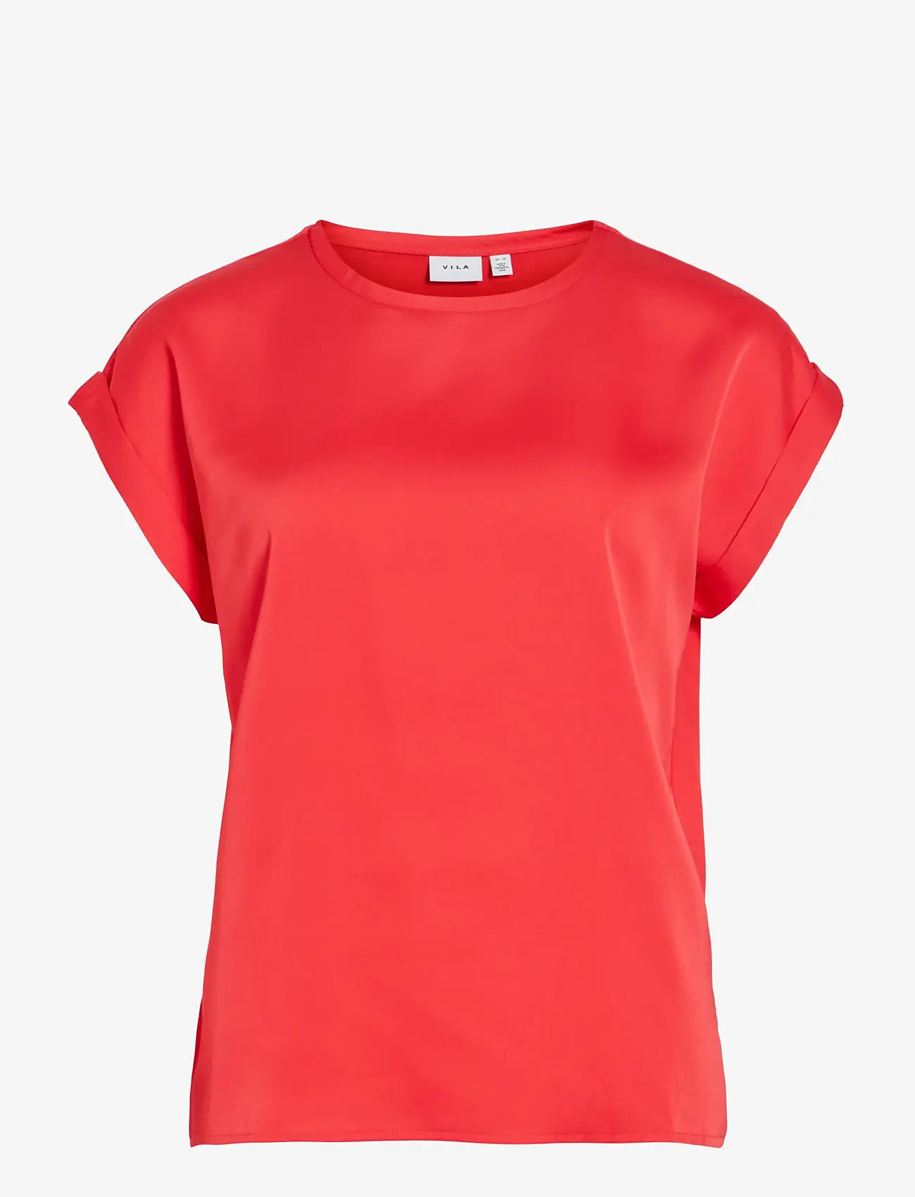 Vila - VIELLETTE S/S SATIN TOP - NOOS - kortærmede bluser - hibiscus - 1