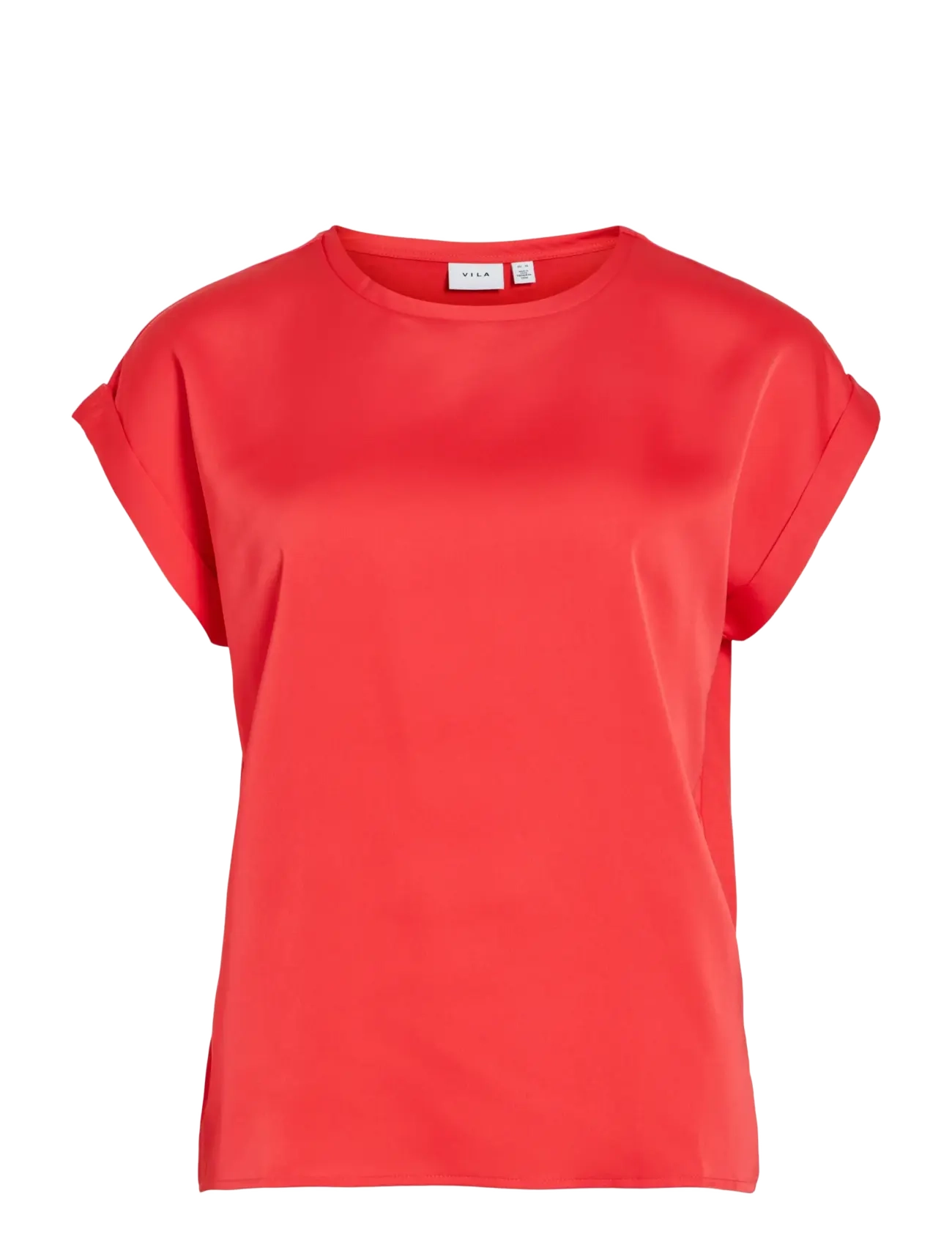 Vila VIELLETTE S/S SATIN TOP - NOOS - T-shirts & tops - HIBISCUS / red