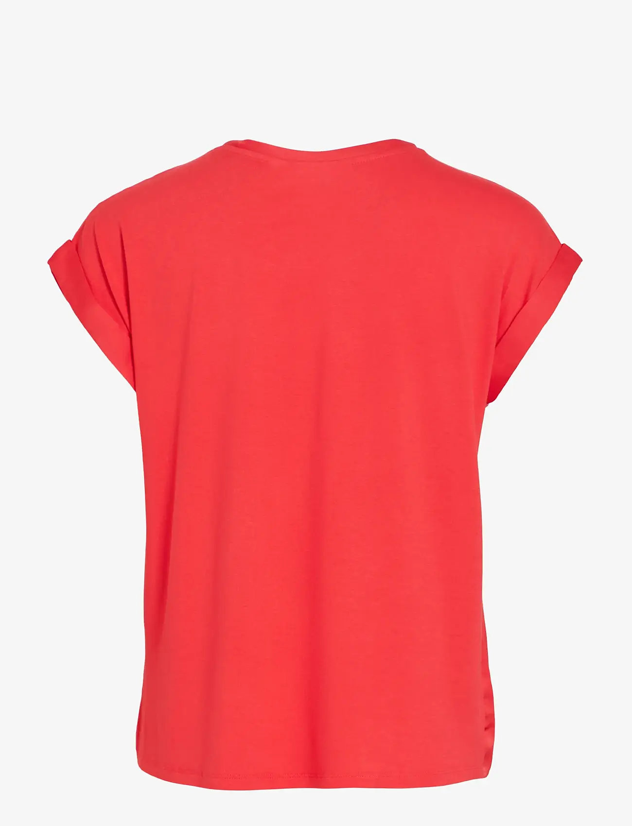 Vila - VIELLETTE S/S SATIN TOP - NOOS - kortærmede bluser - hibiscus - 2