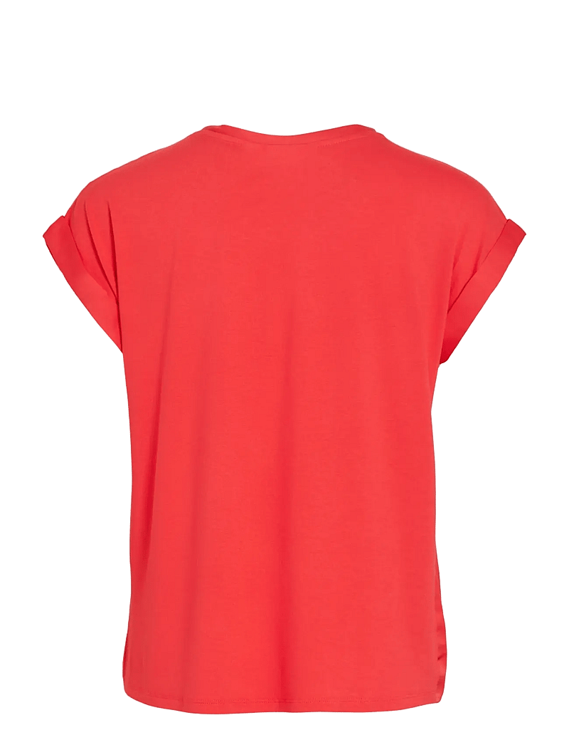 Vila - VIELLETTE S/S SATIN TOP - NOOS - lyhythihaiset puserot - hibiscus - 2