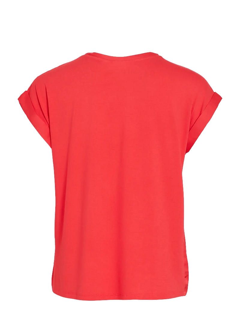 Vila - VIELLETTE S/S SATIN TOP - NOOS - kortærmede bluser - hibiscus - 2