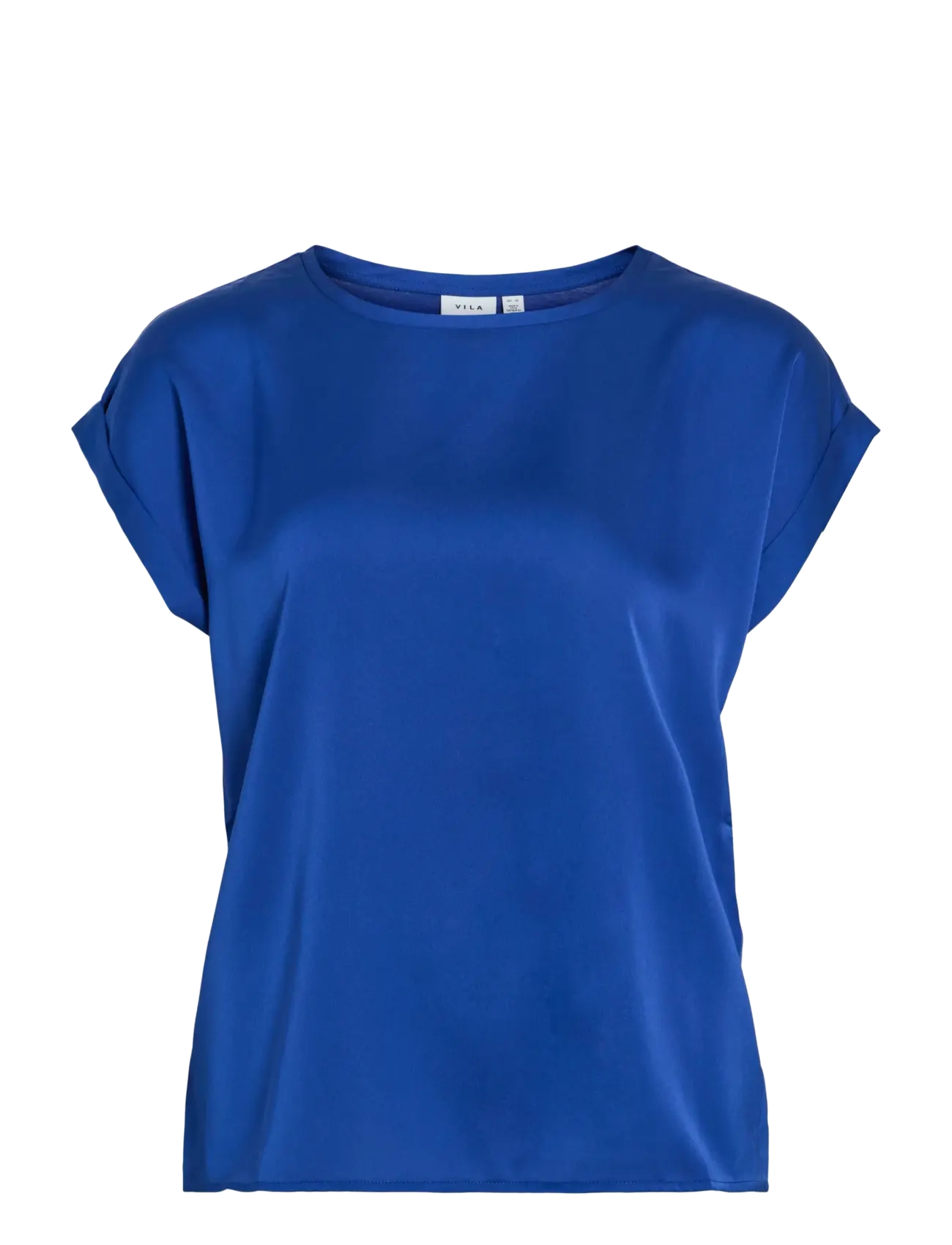 VILA Viellette S/S Satin Oberteil - Noos Blau - 34 - Damen