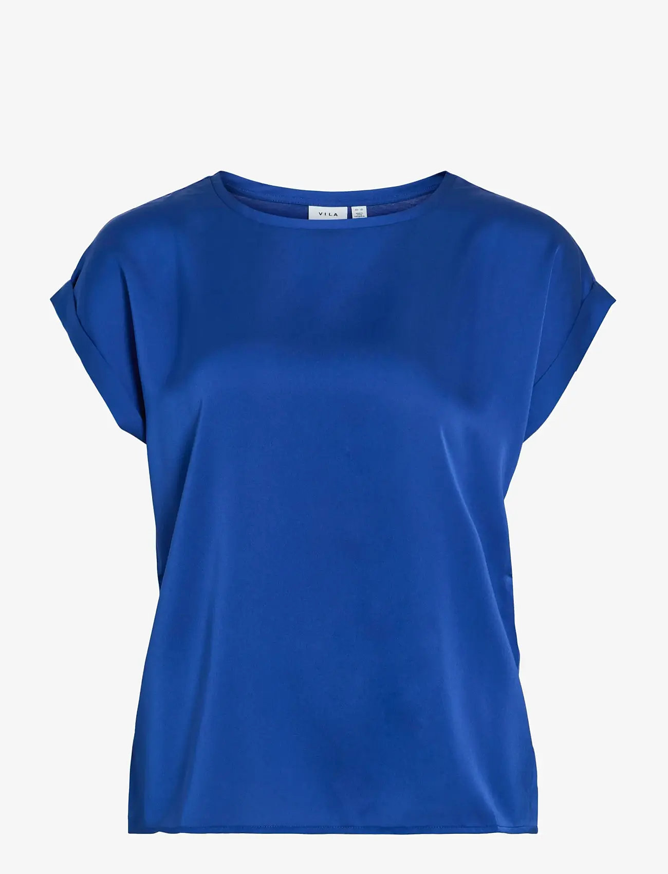 Vila - VIELLETTE S/S SATIN TOP - NOOS - kortärmade blusar - mazarine blue - 1
