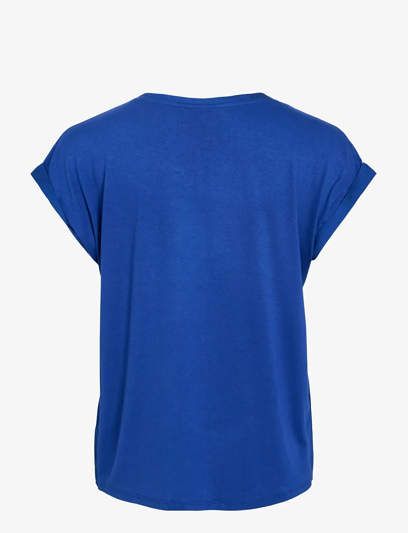 Vila - VIELLETTE S/S SATIN TOP - NOOS - kortärmade blusar - mazarine blue - 2
