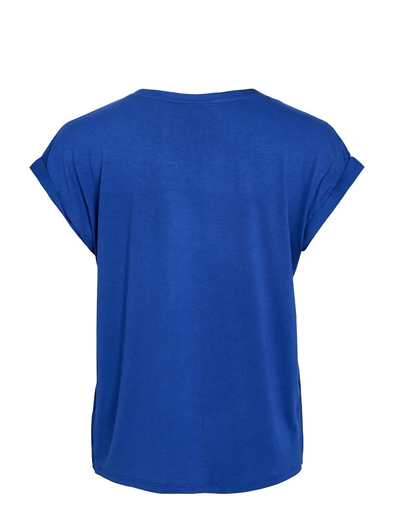 Vila - VIELLETTE S/S SATIN TOP - NOOS - kortærmede bluser - mazarine blue - 2