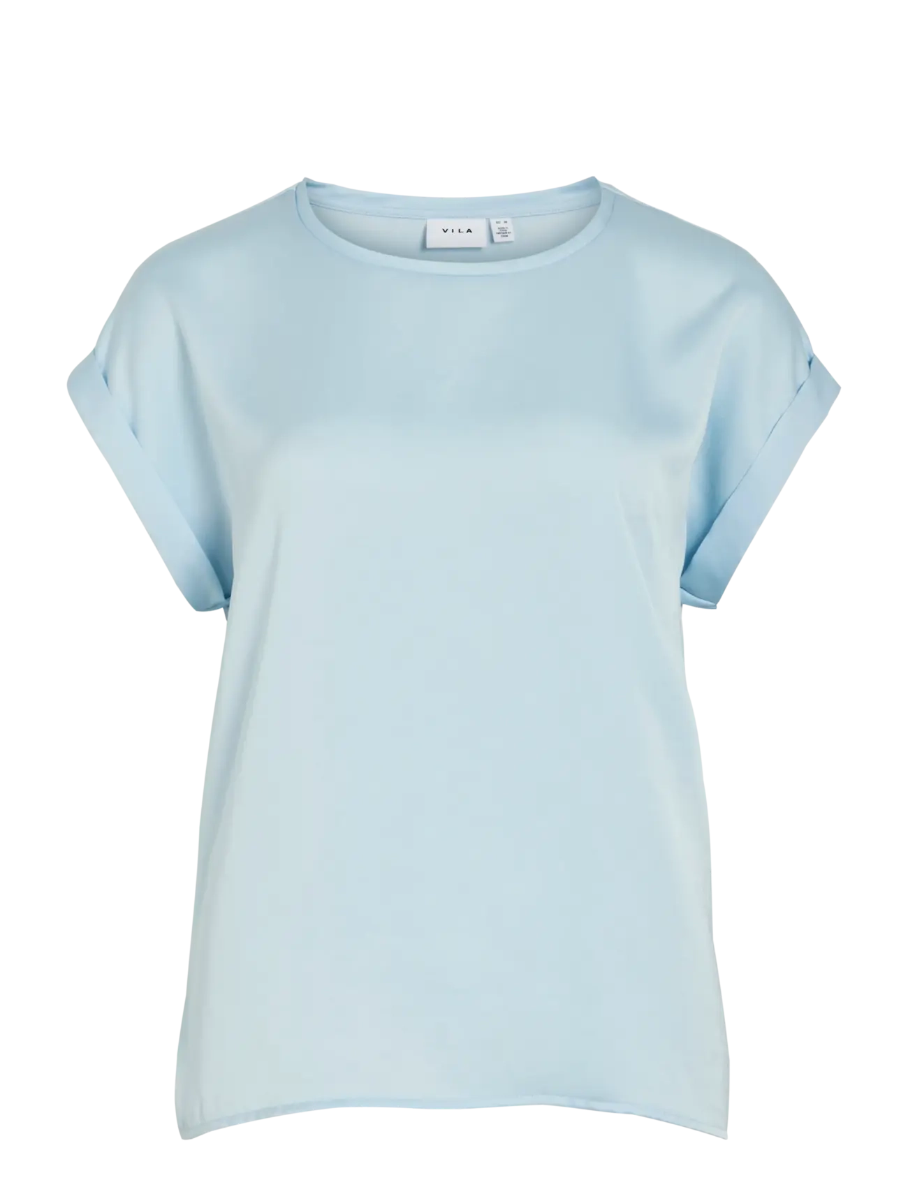 VILA Viellette S/S Satin Oberteil - Noos Blau - 40 - Damen