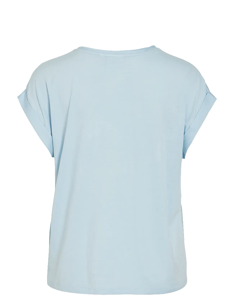 Vila - VIELLETTE S/S SATIN TOP - NOOS - kortærmede bluser - nantucket breeze - 2