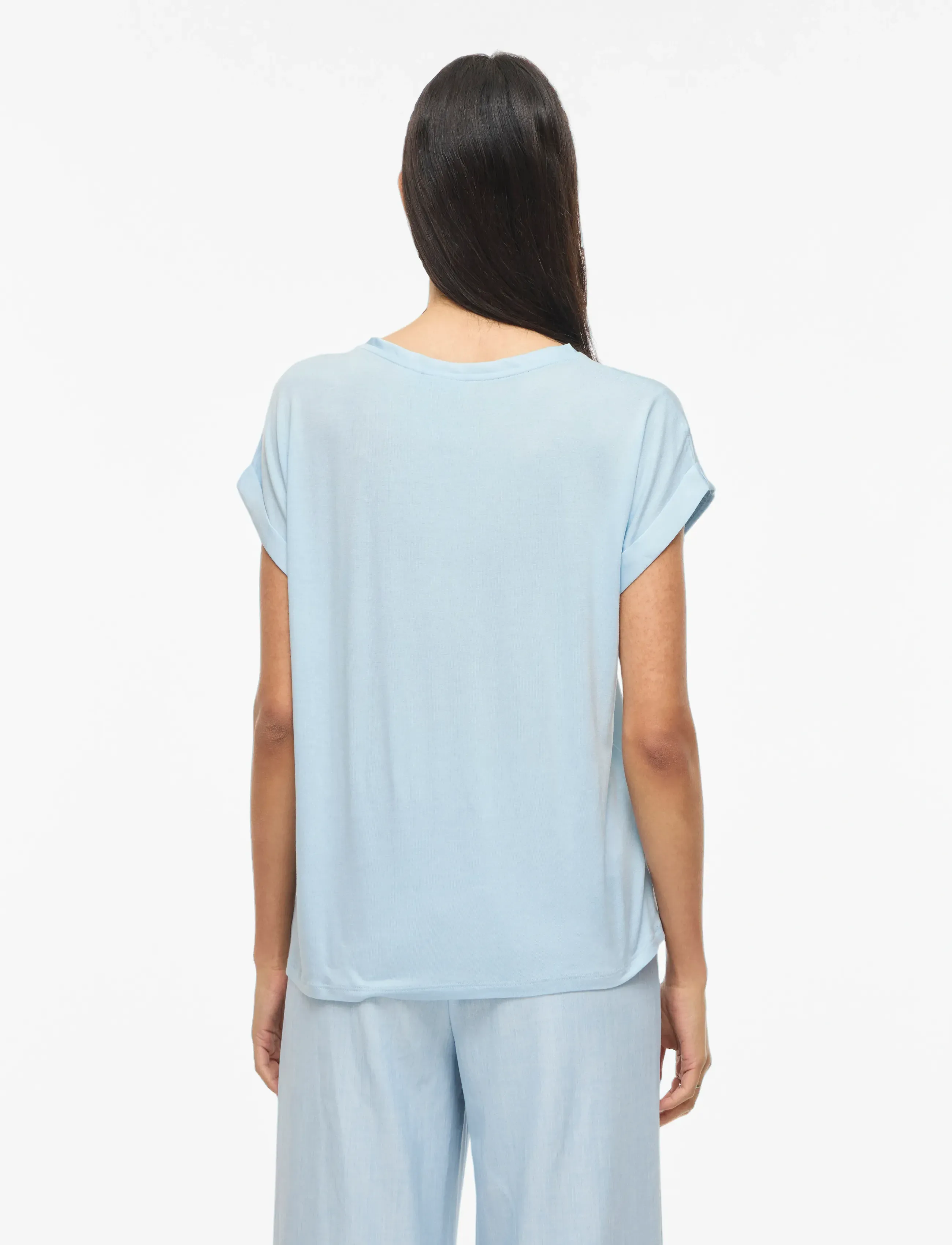 Vila - VIELLETTE S/S SATIN TOP - NOOS - lühikeste varrukatega pluusid - nantucket breeze - 3