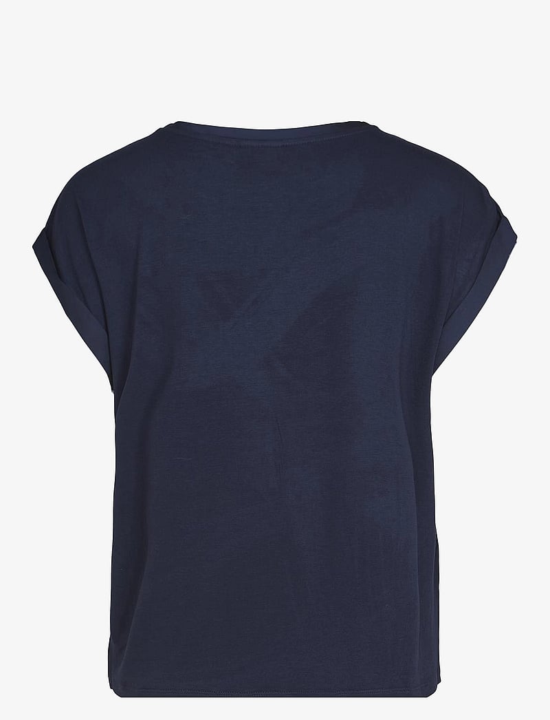 Vila - VIELLETTE S/S SATIN TOP - NOOS - kortærmede bluser - navy blazer - 2