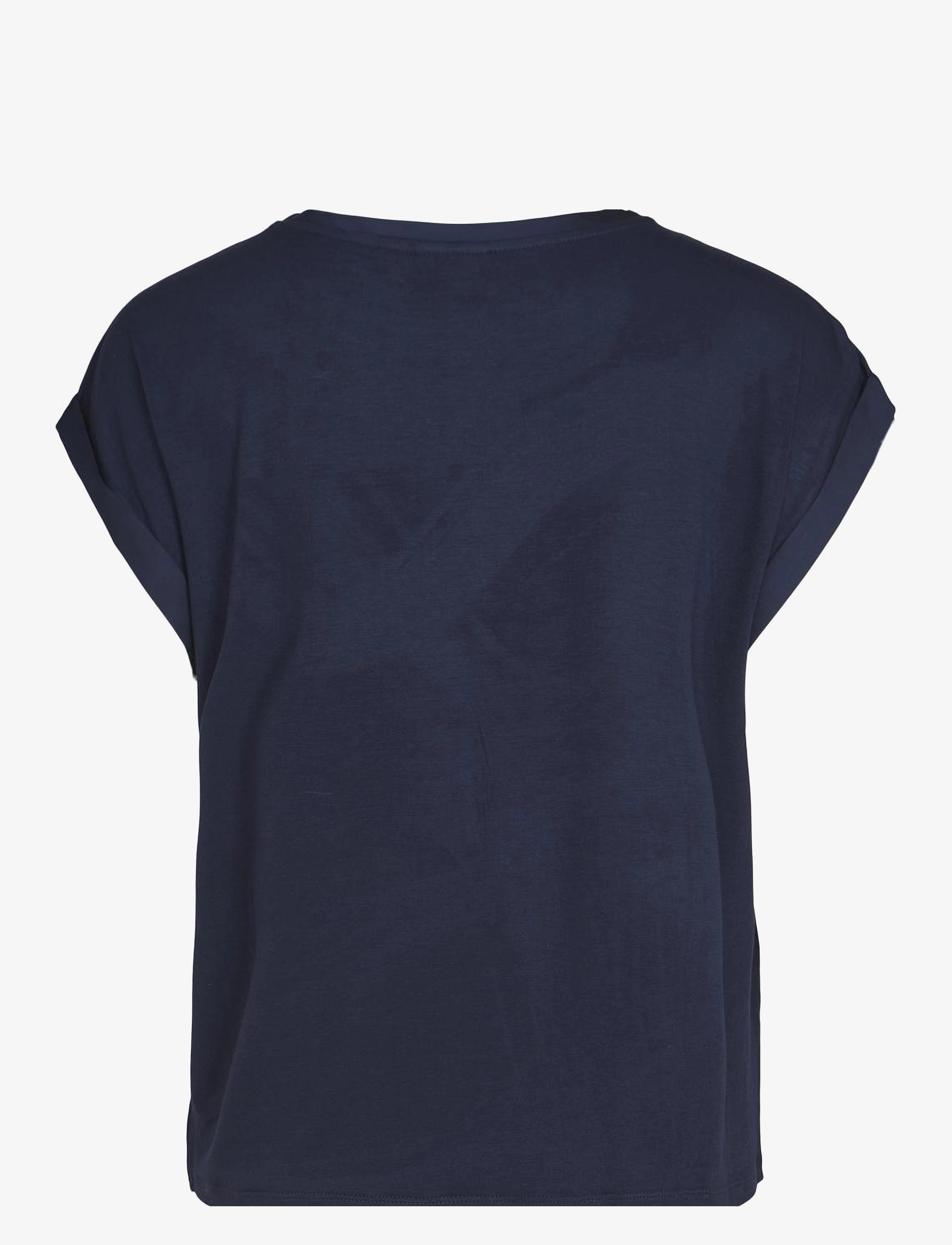 Vila - VIELLETTE S/S SATIN TOP - NOOS - kortärmade blusar - navy blazer - 2